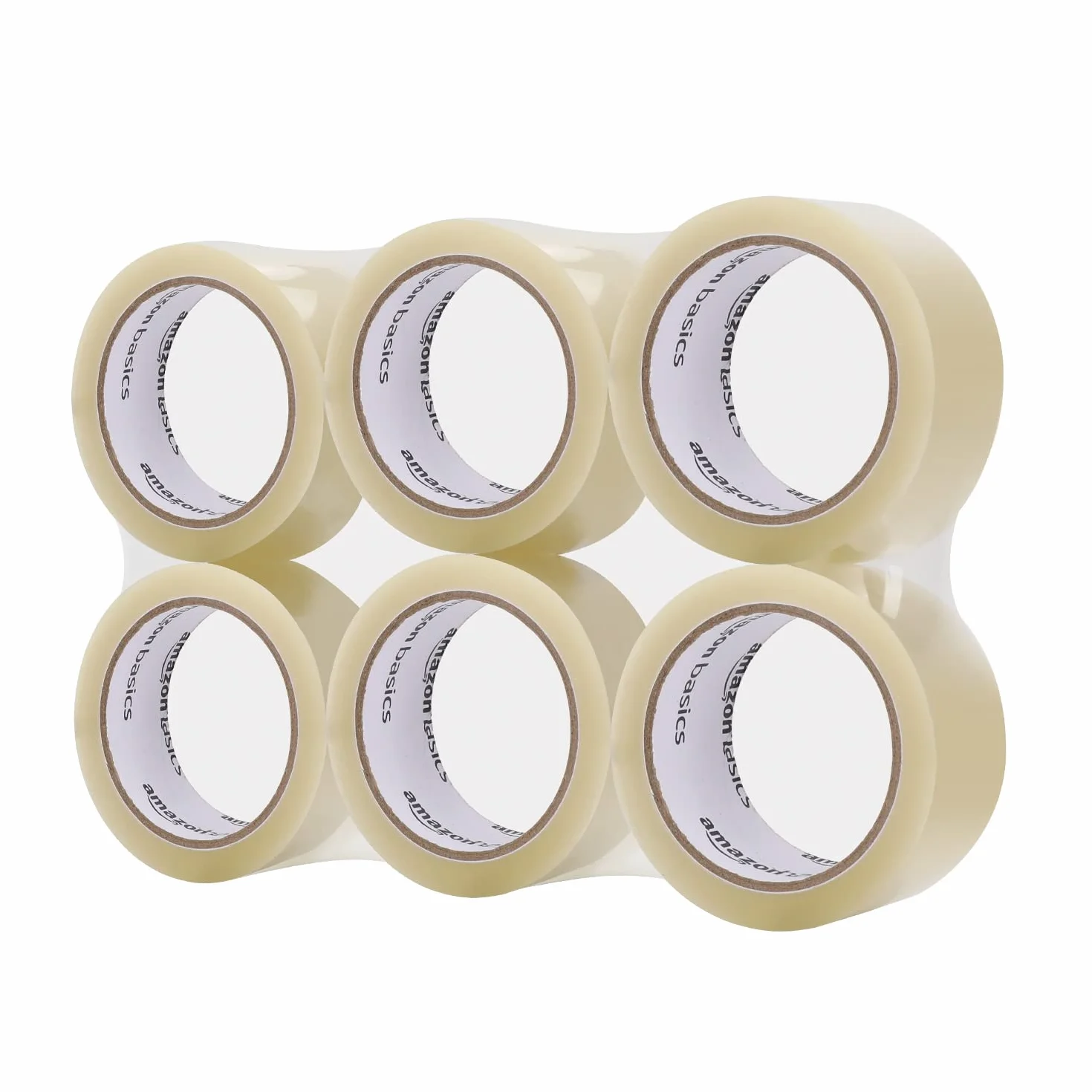 Amazon Basics Paketband, 48 mm x 66 m, 0.046mm dick, transparent, 6 Rollen