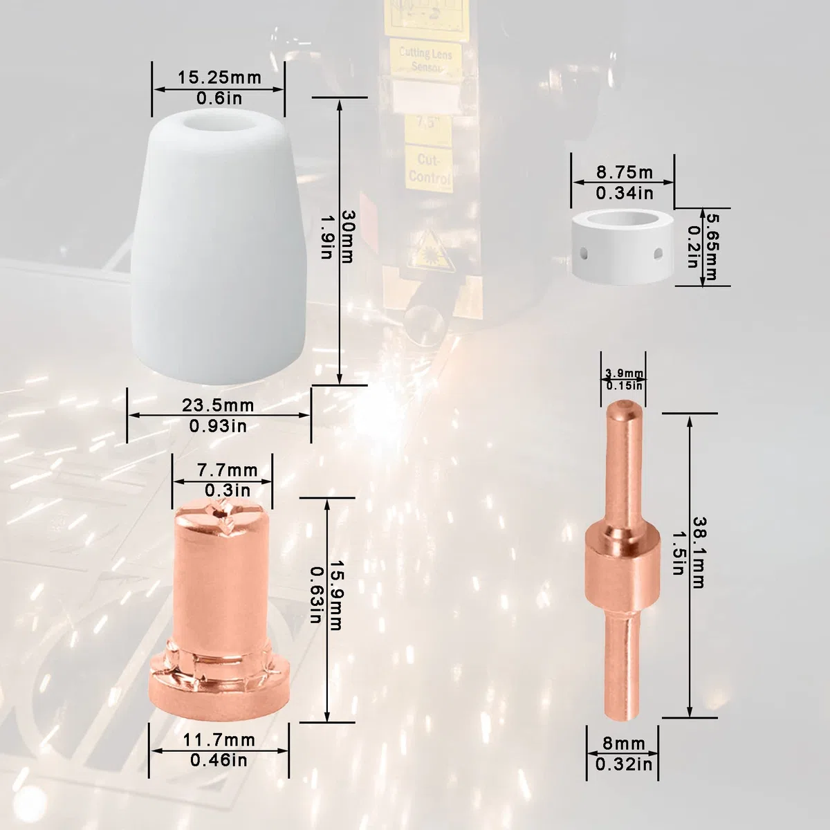 Plasmaschneider Zubehör Düsen Parkside Plasmaschneider Ersatzteile CUT 30 40 50 Plasmaschneiden Verbrauchsmaterialien Keramikkappen Plasmazubehör Plasmadüsen Plasma Schneider Zubehör(25)