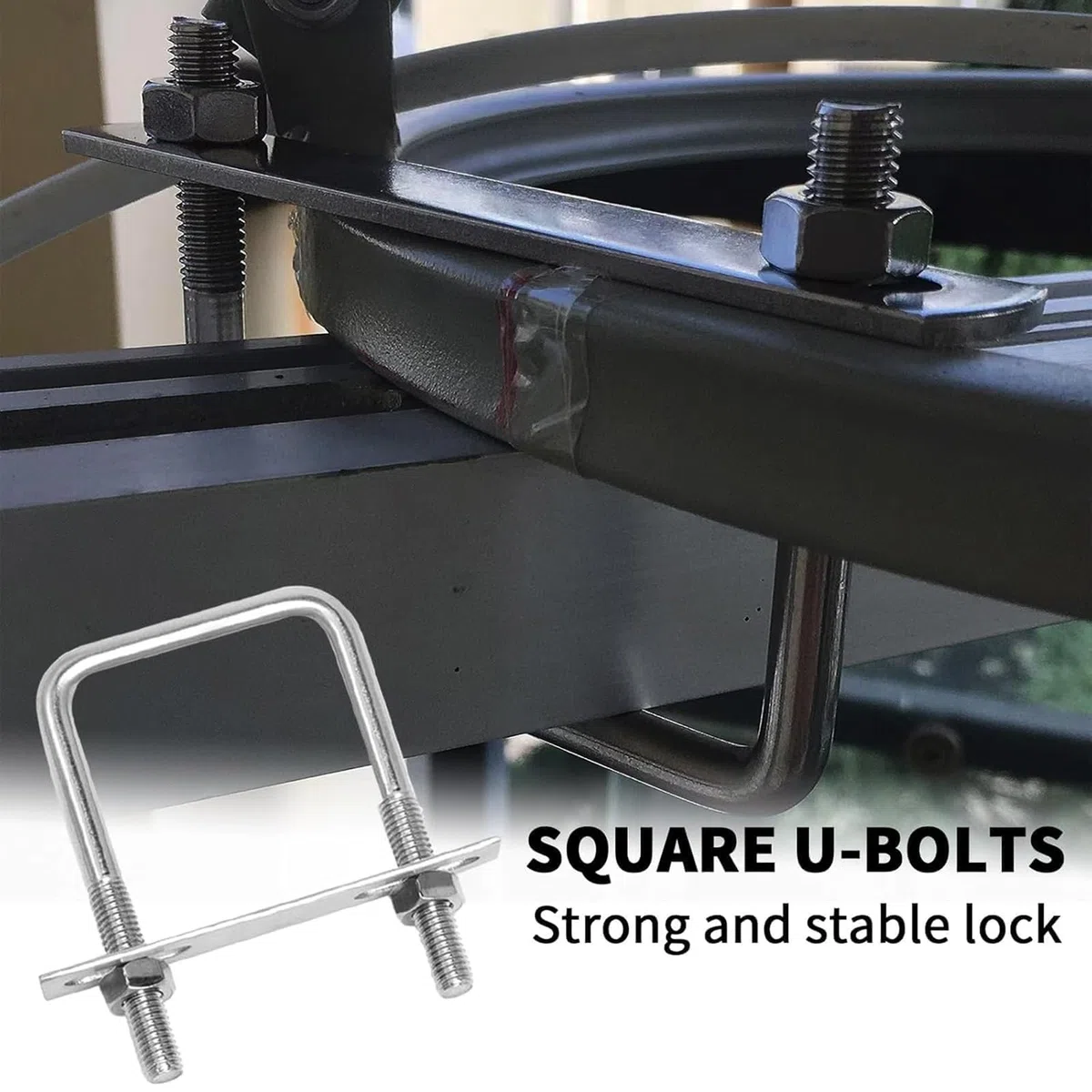 4 Stück U Bügel mit Gewinde, Bügelschraube, U Bügel M8 60x100mm Edelstahl Bügelschrauben mit Muttern, Rahmenplatte und Unterlegscheiben für Abschleppen Autos Schiffen Reparatur Rohr Befestigung