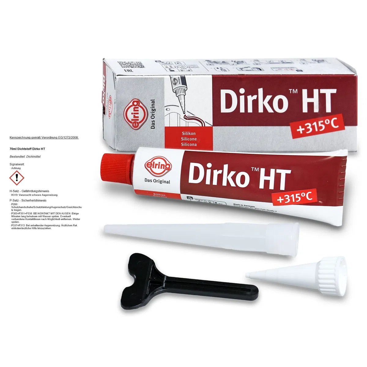 ELRING 705.708 Spezial Silikon Dichtmasse Dichtungsmasse DIRKO-HT 70ml, rot
