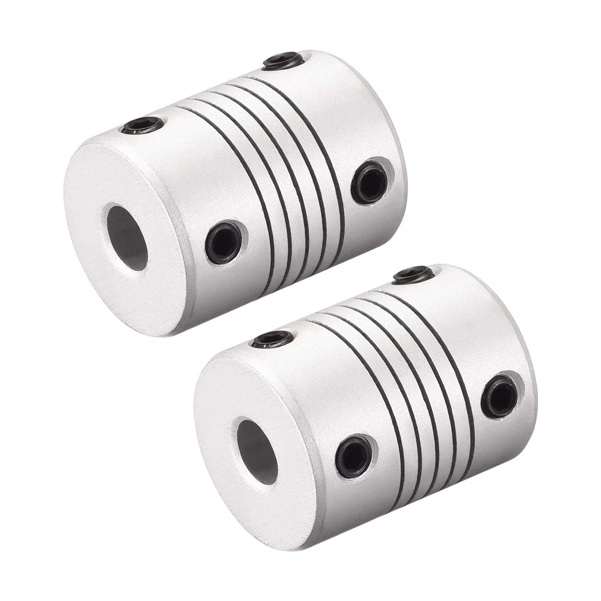 sourcing map 2Stk. 6mm zu 6mm Aluminiumlegierung Stab Flexibel Kupplung Motorsteckerverbindung L25xD19 Silber