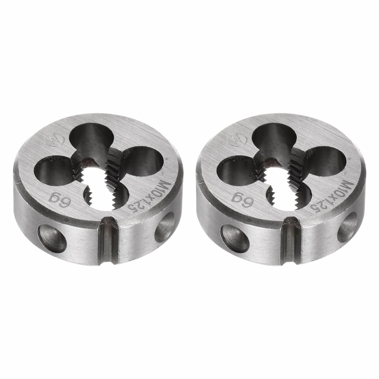QUARKZMAN 2 Stück Runde Schneideisen, Metrisches M10 x 1,25 Gewinde (Rechtsgewinde), Schneidwerkzeug aus legiertem Werkzeugstahl zur Reparatur von Schrauben