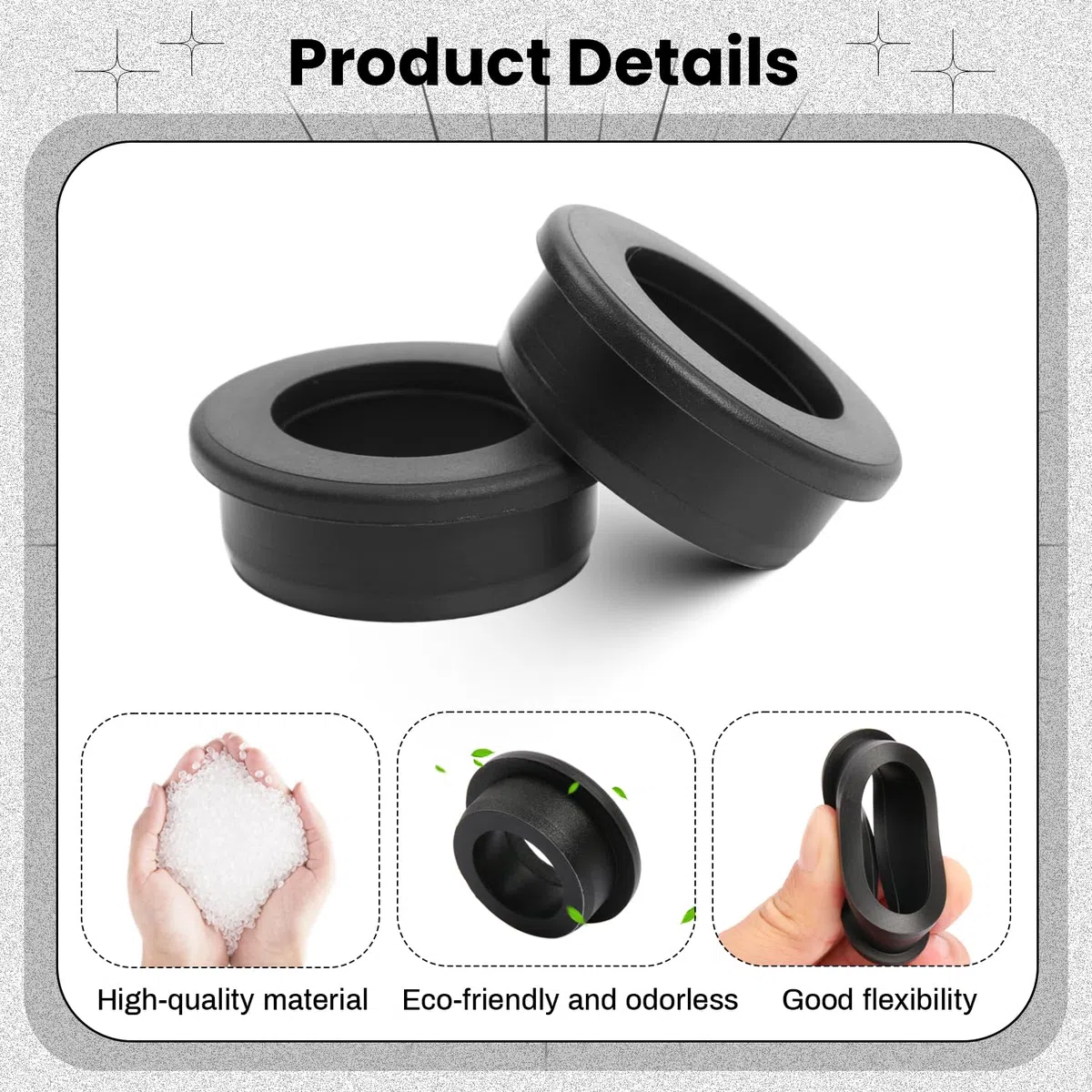 5 Stück Gummitülle Kabeldurchführung, 40mm Bohrloch 30mm ID Rubber Grommet, Schwarze Silikon Top Hat Grommet für Automotive Firewall & Car Wiring Protection
