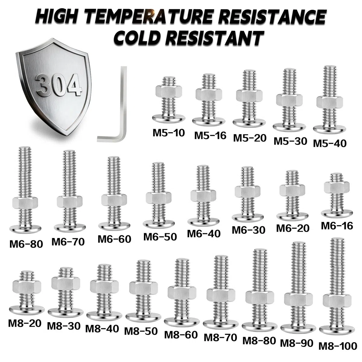 20 Sätze Schrauben Edelstahl M6x80 mm Flachkopfschrauben Innensechskantschrauben und Muttern Set Linsenkopfschrauben A2 V2A Vollgewinde Sechskantschrauben mit Muttern für DIY Möbelschrauben