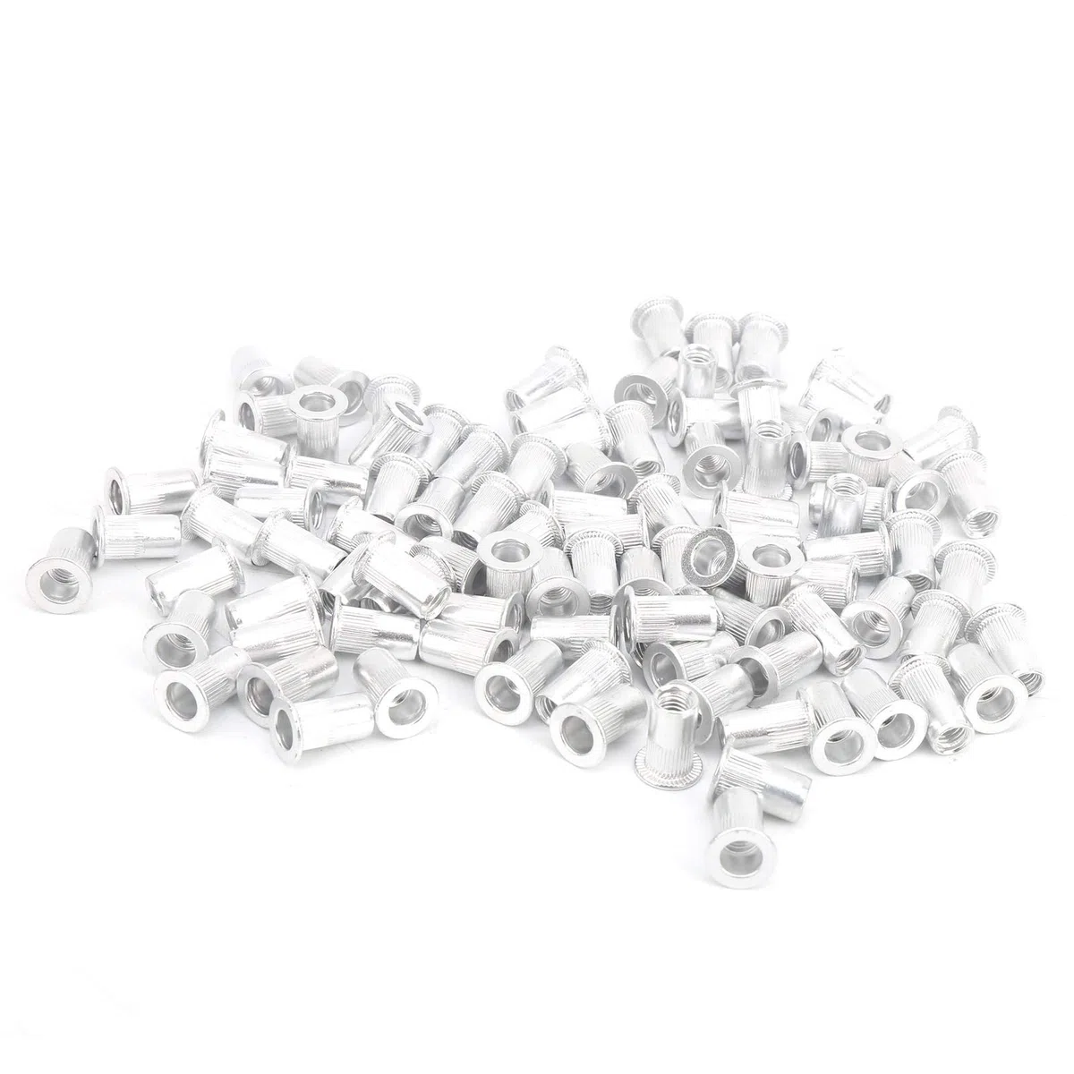 100 Stück M5 Blindnietmuttern Aluminium Flachkopf für Metallplatten Befestigung, Verzinkte Muttern zum Verbinden von Rohren Blechen Hardware-Zubehör robust (100pcs)