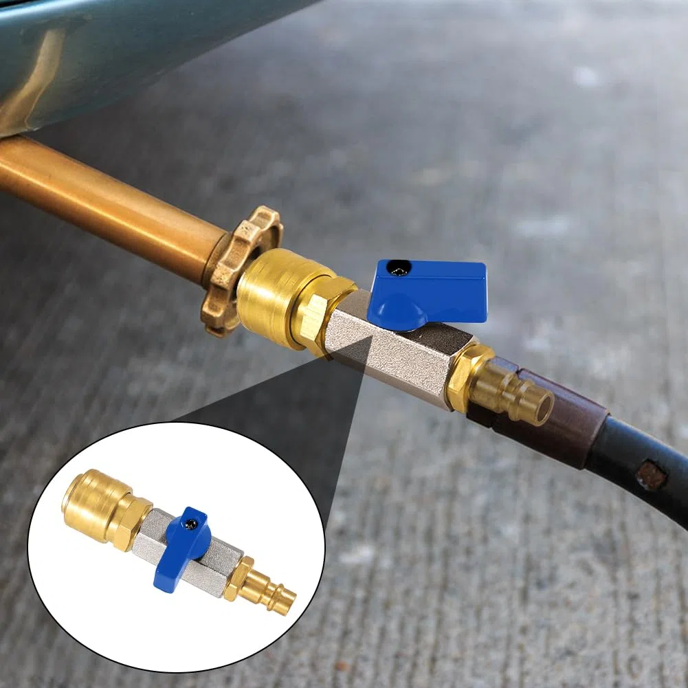 3/8" Druckluft Absperrhahn, Druckluft-Schnellwechselkupplung, Druckluft-Kugelhahn 3/8 Zoll, Luftfüllventil, mit Tülle NW 7,2, Druckluftwerkzeuge-Zubehör