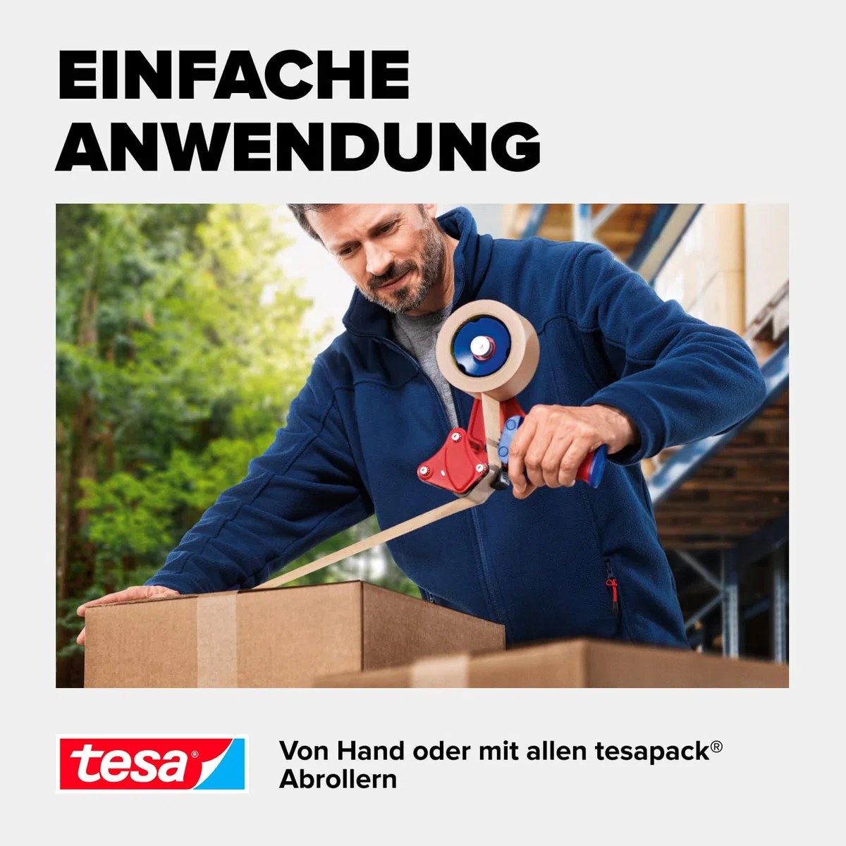tesa tesapack Standard Paper - Paketklebeband aus Papier - 56 Prozent erneuerbare Materialien - handeinreißbares Klebeband für leichte Pakete - Braun - 3 x 50 m x 50 mm