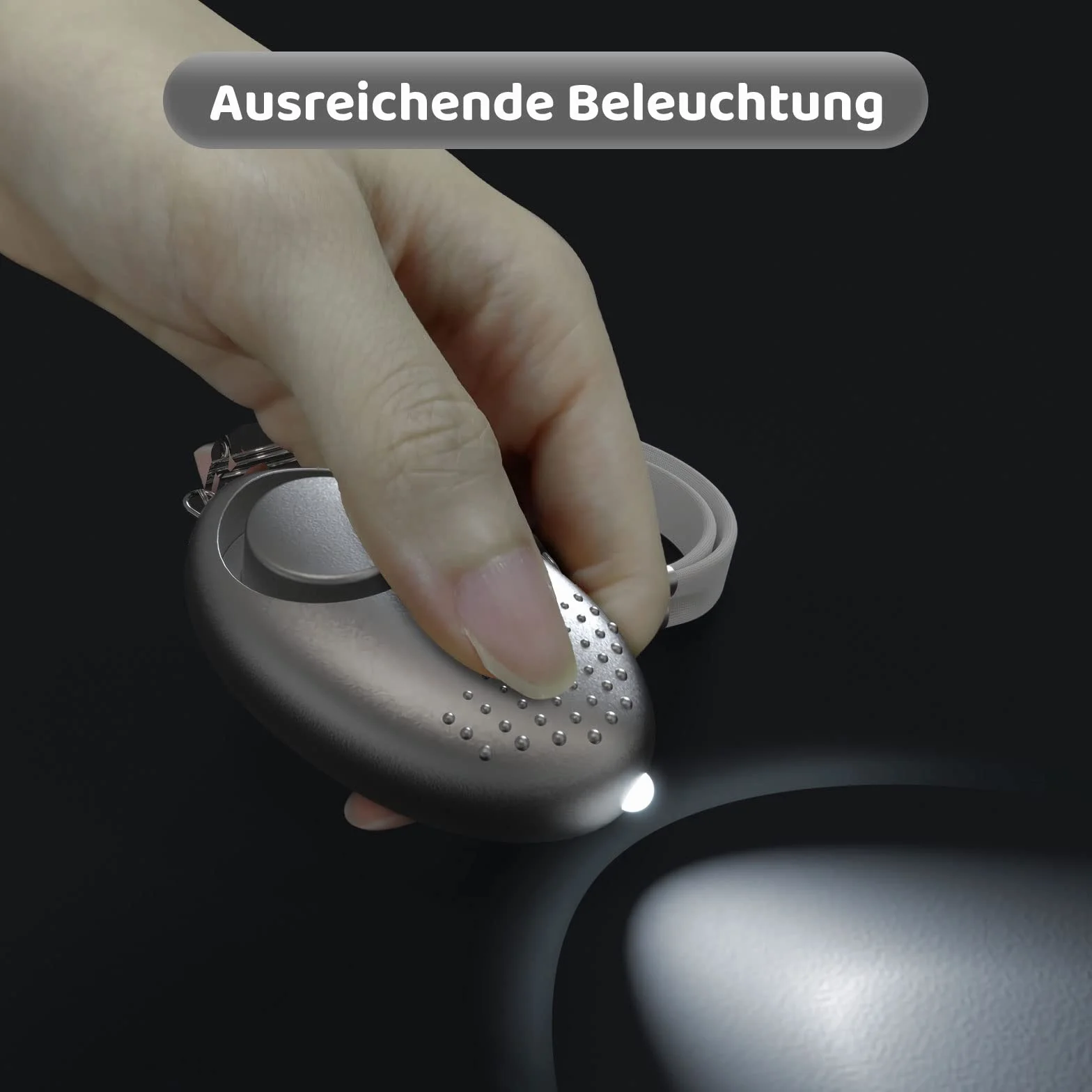 Schrillalarm für Frauen, Selbstverteidigung Taschenalarm - 150dB Sehr Lauter Persönlicher Panikalarm - Sicherheit Schlüsselanhänger, Sirene - Alarm für Frauen mit Taschenlampe (Silber)