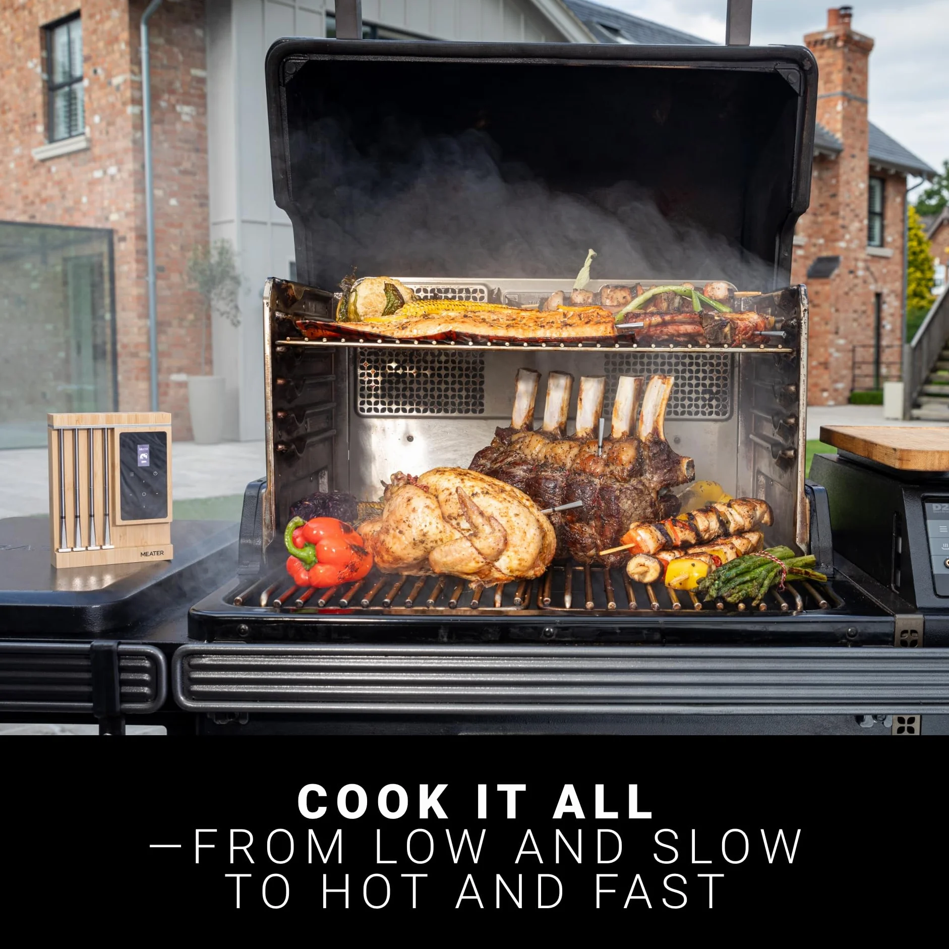 Pro XL WiFi & Bluetooth Meat Thermometer, 4-Probe, 1000°F, Accurate | Bluetooth & WiFi, 1000°F heat resistance, certified accuracy. For BBQ, oven, grill, smoker, air fryer, sous vide, deep fryer.