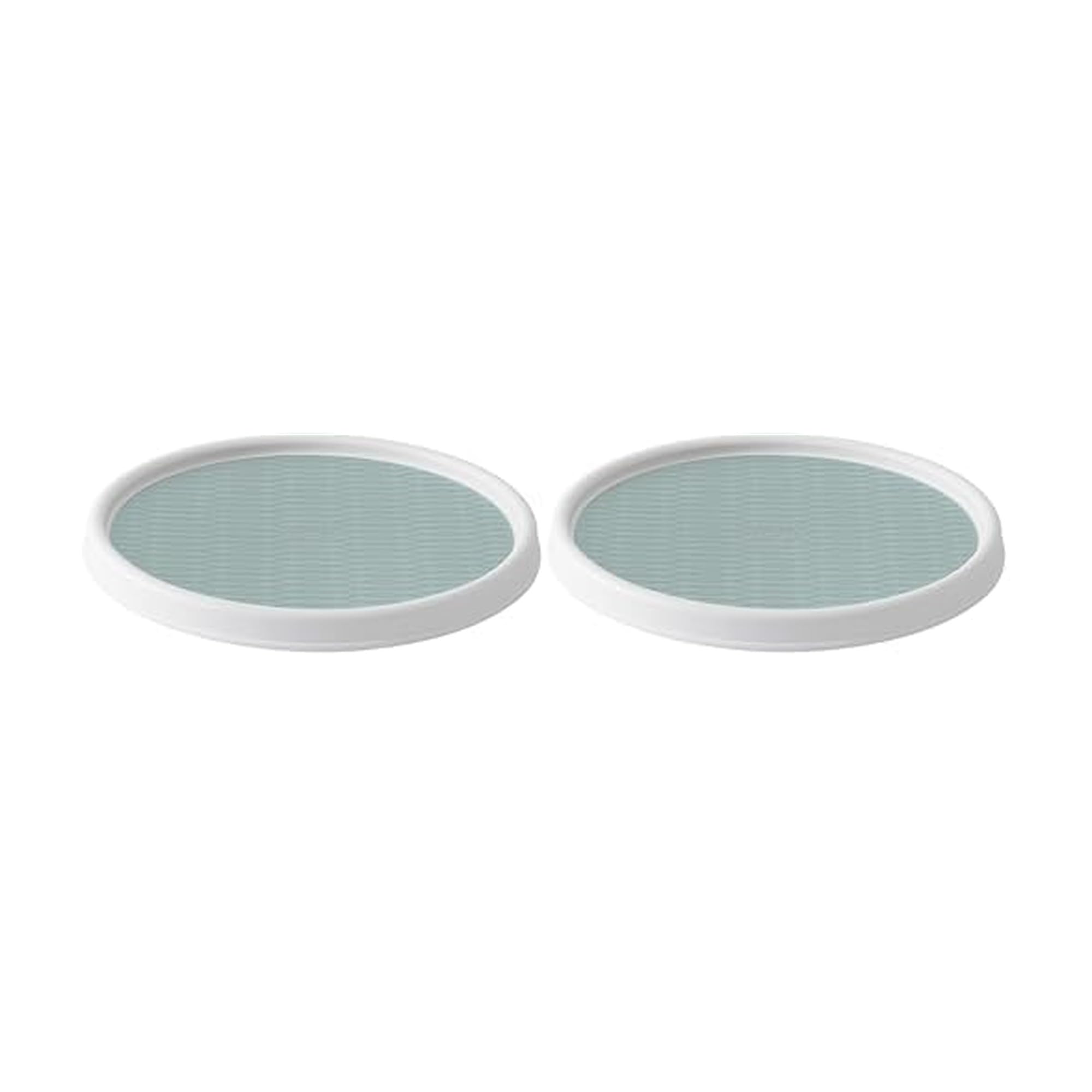 Elevated 12-Inch Rotating Storage Turntable, White & Aqua