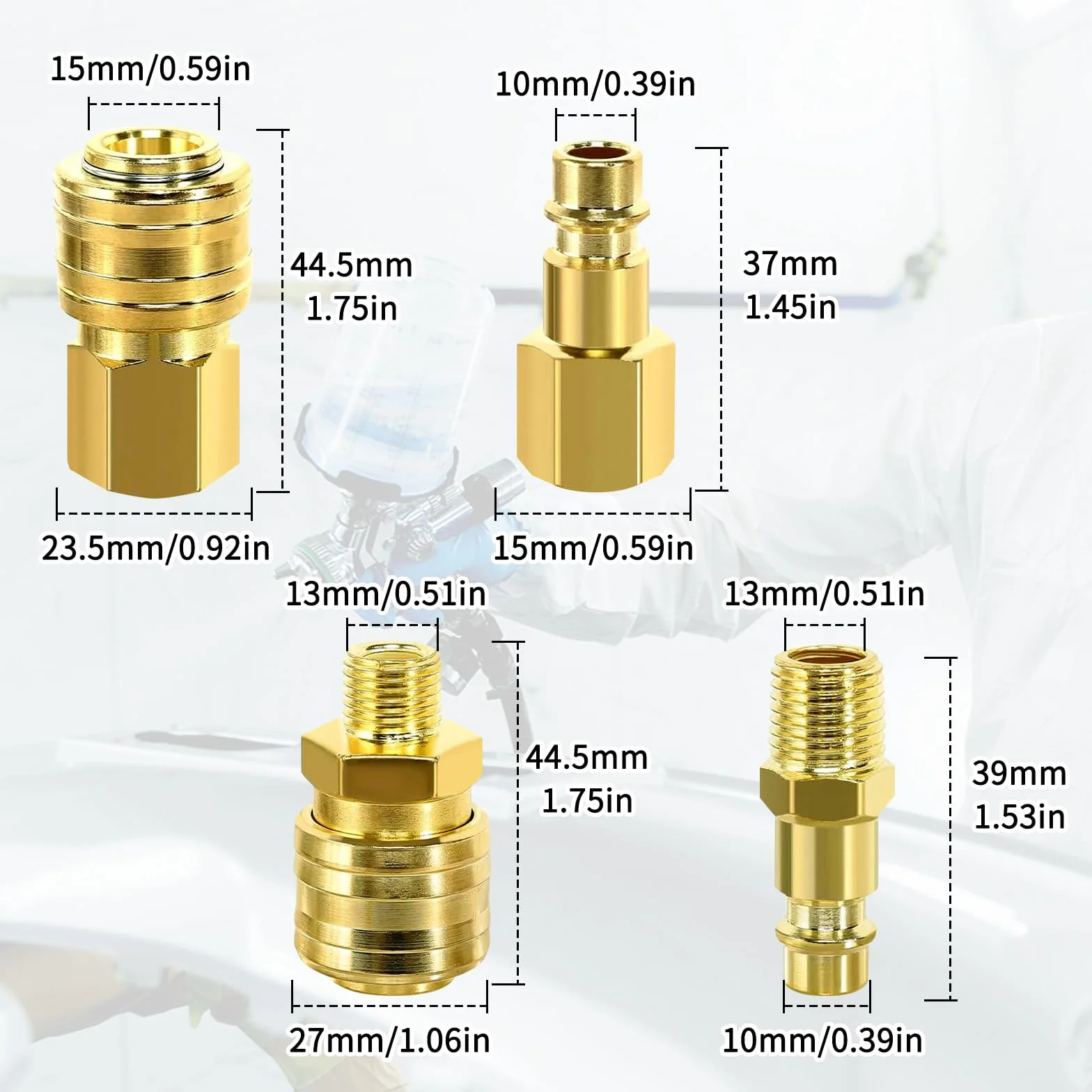 15 Stück Euro Druckluftkupplung 1/4 Zoll Druckluft Kupplungen Druckluft Adapter, 1/4" BSP SchnellkupplungDruckluft-anschluss, Schnellkupplungen mit Gewinde für Luftleitung Schlauch Kompressor