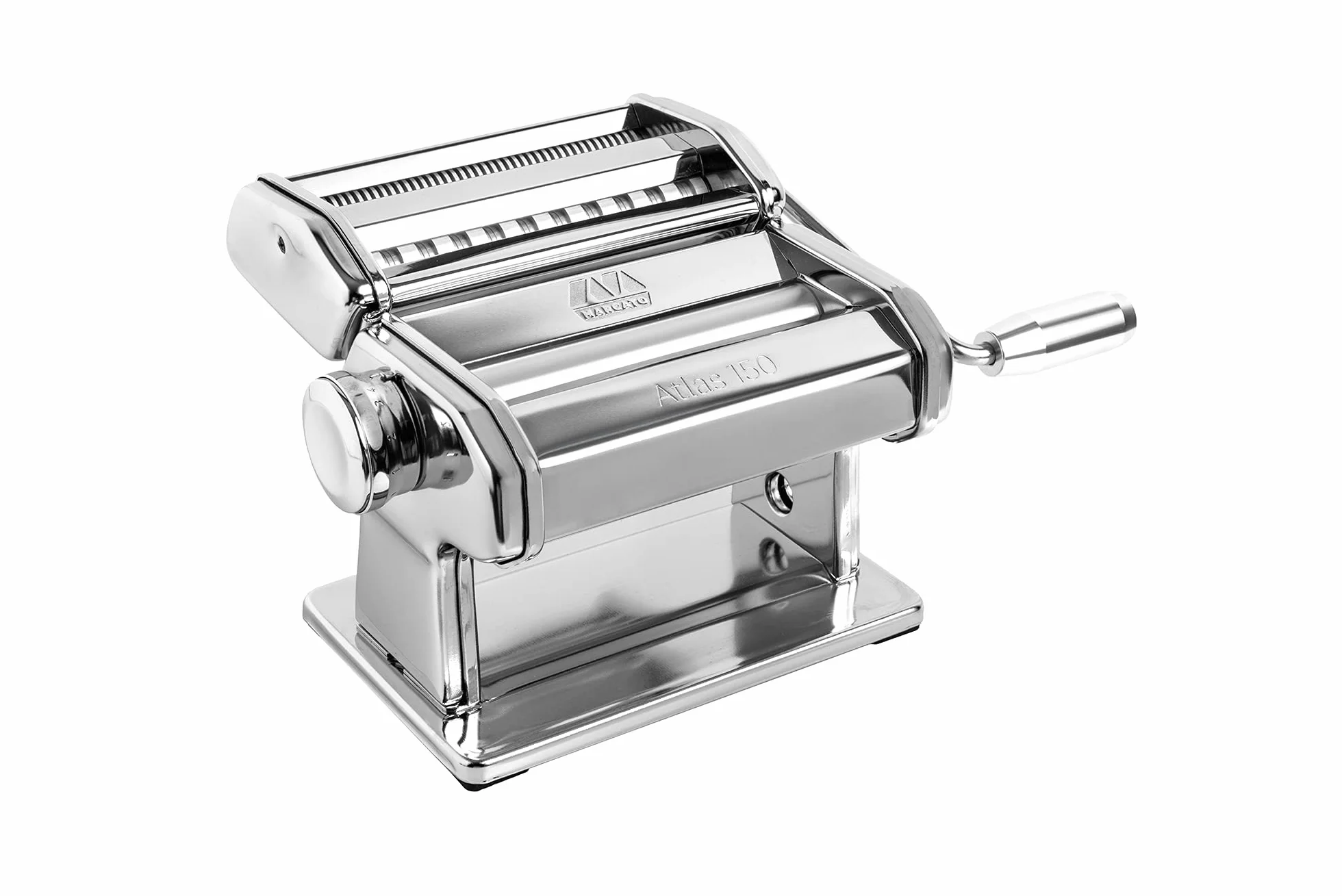 Marcato Made in Italy Atlas 150 Design Manual Pasta Maker Machine, Chrome Steel. Makes Lasagna, Fettuccine & Tagliolini