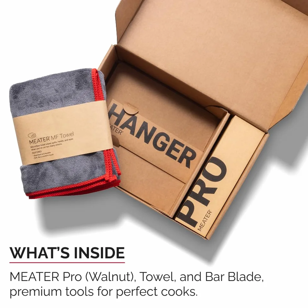 Pro Wireless Thermometer w/Towel & Bar Blade, Brown Sugar, 1000°F | Bluetooth wireless smart thermometer, long range, 1000°F heat resistance. Includes kitchen towel and bar blade bottle opener.
