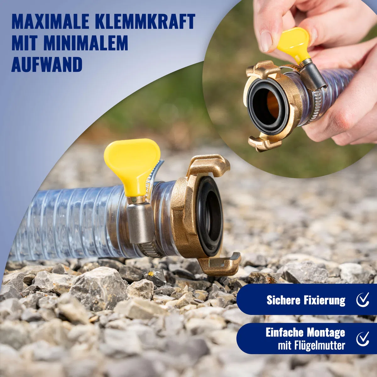 Poppstar 10x Schlauchschellen mit Flügelmutter Edelstahl, Spannbereich 25-40 mm, W2-Qualität, gelb