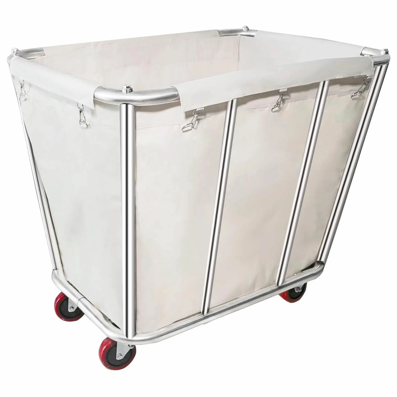 350L Laundry Cart with Wheels,Rolling Commercial Large Laundry Basket | 10 Bushel , 4 Inch Wheels,Stainless Steel, industrial,Rolling Laundry Hamper, Home Hotel,Waterproof Lining,260Lbs Load