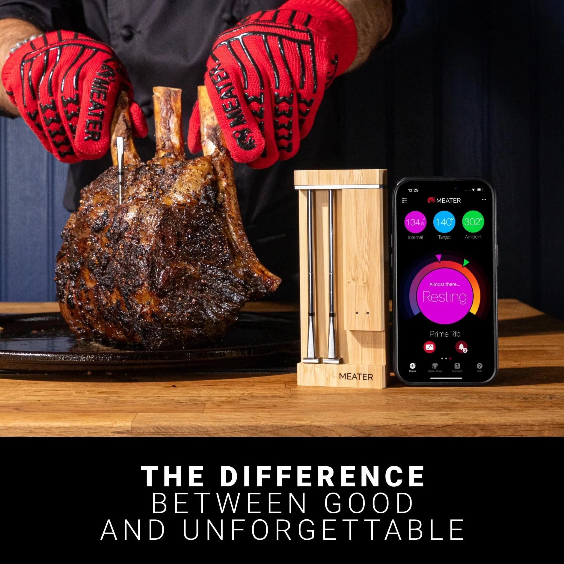Pro Duo WiFi & Bluetooth Thermometer, 2-Probe, 1000°F, 6 Sensors | 1000°F heat resistance, long range, six sensors. Bamboo charger. For BBQ, oven, grill, smoker, air fryer, deep fryer.