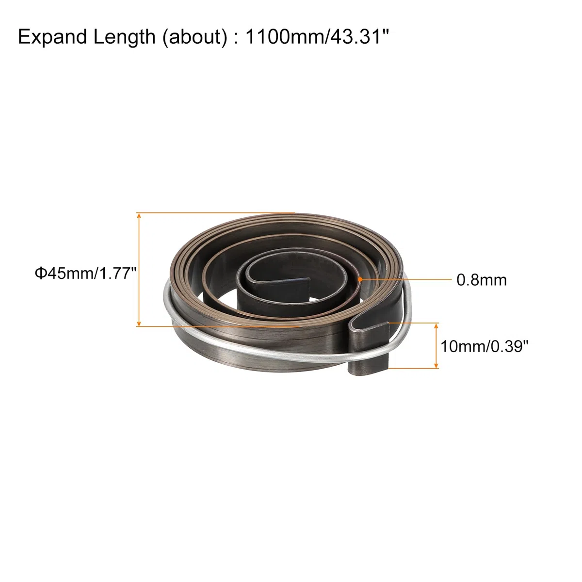 QUARKZMAN Bohrmaschinen-Federspindel Bohrmaschinen-Spindelvorschub Rückholfeder Spulenkernfeder Montagefeder Stahl Chemisch Schwarz 1100mm Ausdehnung Lang 45 x 10 x 0,8mm 2 Stück