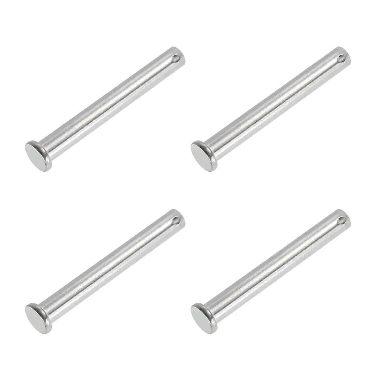 PATIKIL 4 Stück 80mm Lange Steckbolzen 10mm Durch. Flachkopf Edelstahl Bolzen mit Loch 3,2mm Durch. Einlocher Sicherungsbolzen für Industrie Maschinenbau Anhänger Scharnier Möbel, Silber