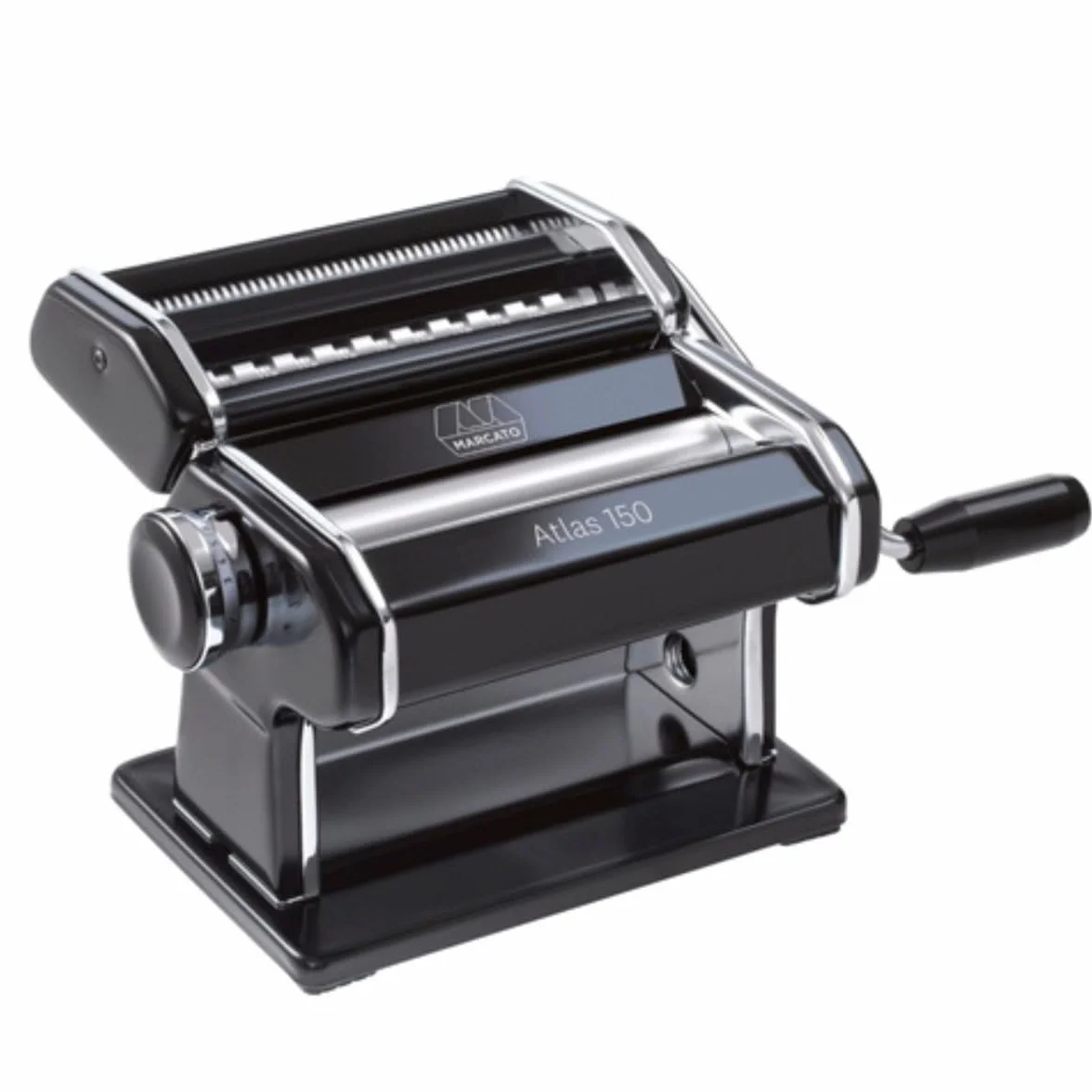 Marcato Atlas Pasta Machine, Made in Italy, Black, Includes Pasta Cutter, Hand Crank, and Instructions
