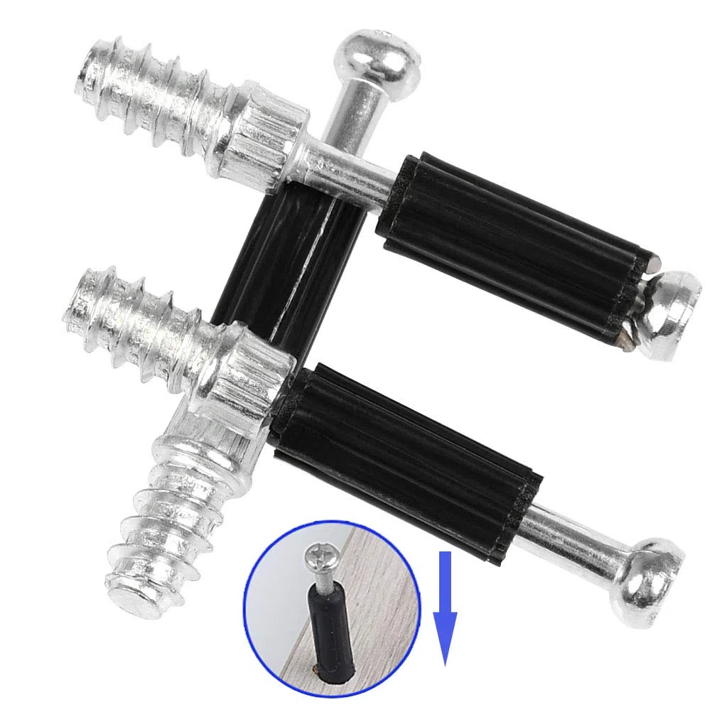 BUYGOO 50 Paar Exzenter Möbelverbinder Rastex 15 - Möbelverbinder Schrankverbinder, Zinkdruckguss vernickelt Möbelschrankverbinder Ø15mm Passschraube Exzenternocken und Bolzen Passdübel M6 x 45mm