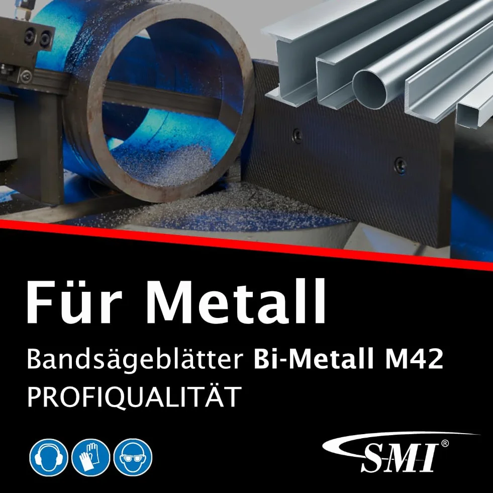 SMI 5er SET Bandsägeblatt Bi-Metall M42 Abmessung 2450 x 27 x 0,90 mm 5/8 ZpZ z.B. für Carif, MEP, FMB, Thomas Sägeband
