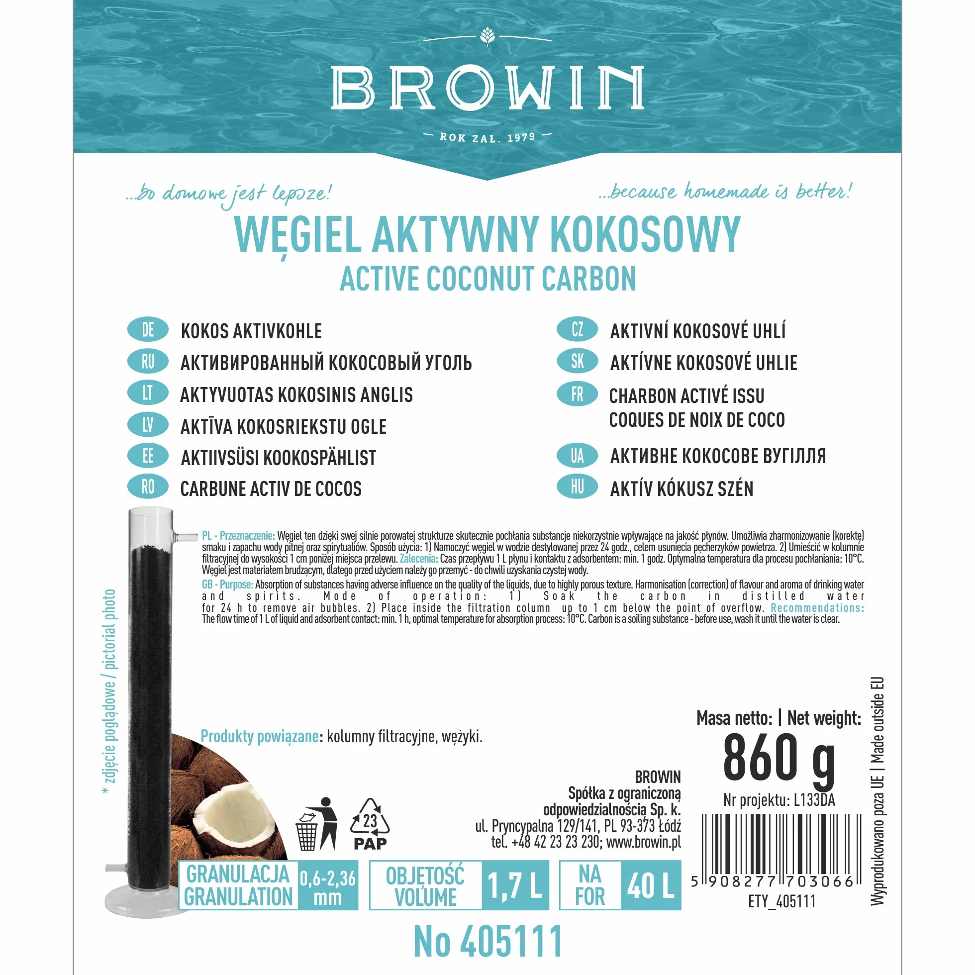 Browin 405111 Filterung, Kohle