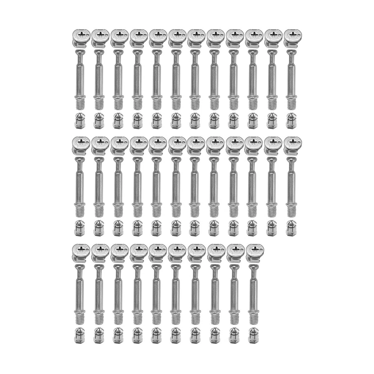 Exzenter Möbelverbinder-Set Exzenterbeschlag Ø15mm Einschraubdübel mit Abdeckrand M6x40mm und Eindrehmuttern M6 für Möbel Kabinett Schrank-Verbinder Komplett 34 Set