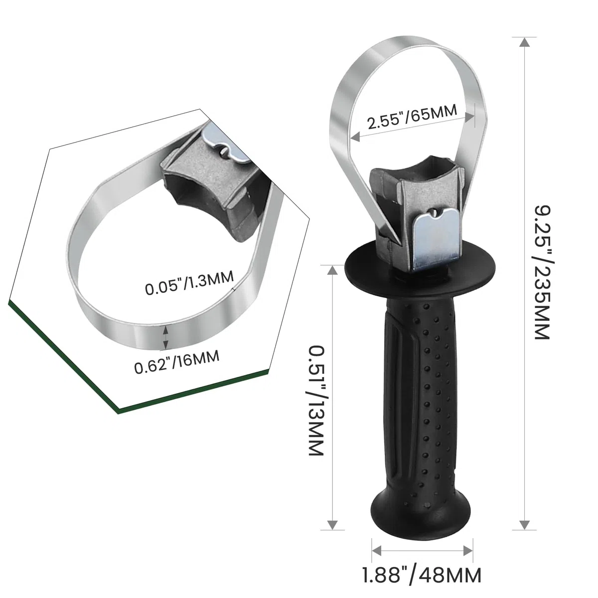 Sharplace Elektrohammer Frontgriff Abnehmbares 60 bis 65 mm Elektrowerkzeug für 26 Elektrohammer
