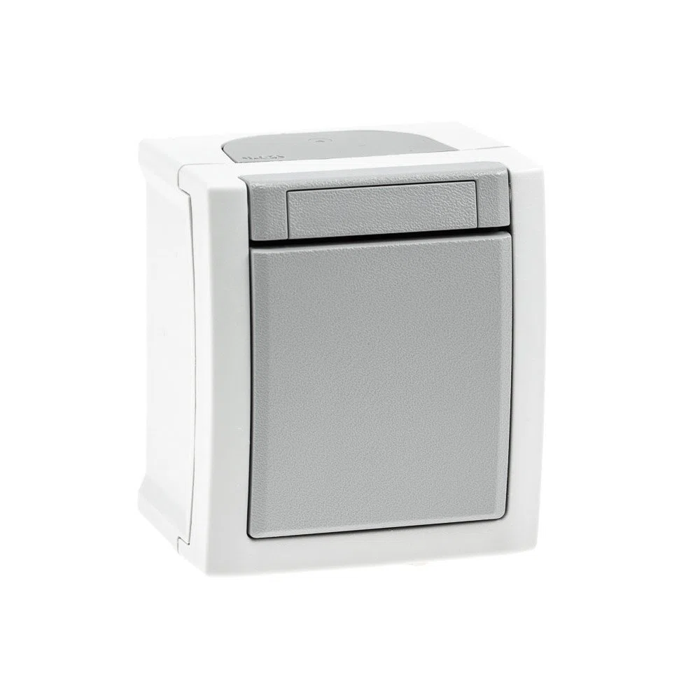 Aufputz Kreuzschalter Feuchtraum IP54, Modell Pacific, grau