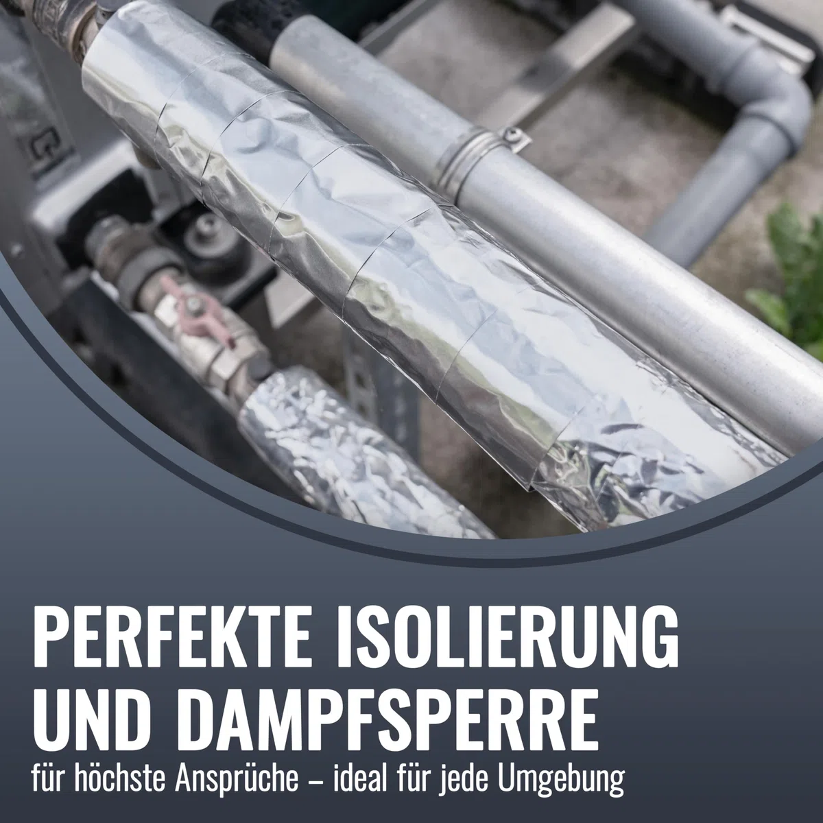 POPPSTAR Aluminium-Klebeband hitzebeständig (50m x 48mm) Aluklebeband für Dämmung & als Dampfsperre für Spülmaschine, Arbeitsplatte, Dachrinne