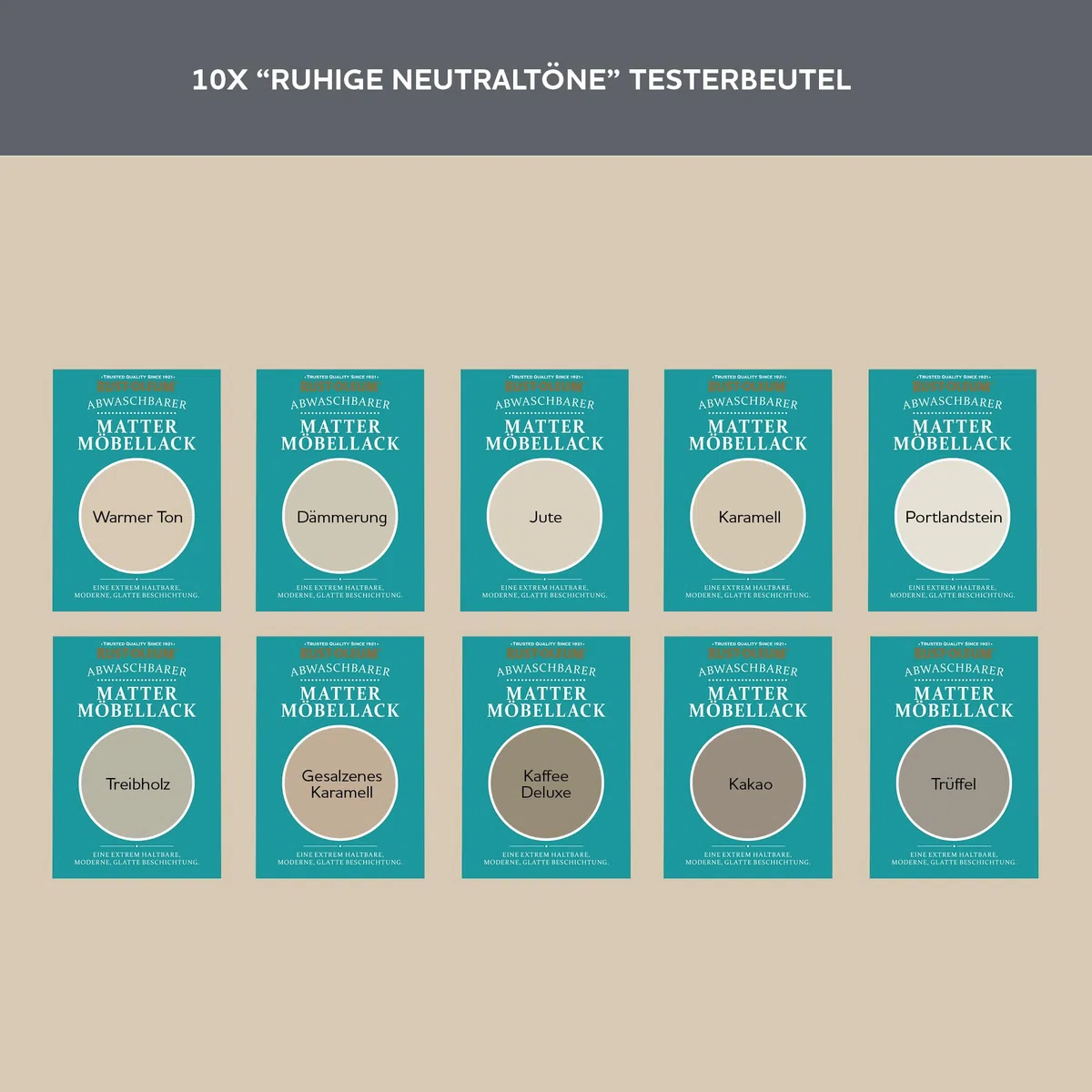 Rust-Oleum Möbellack Testerbox - Ruhige Neutraltöne - Matt