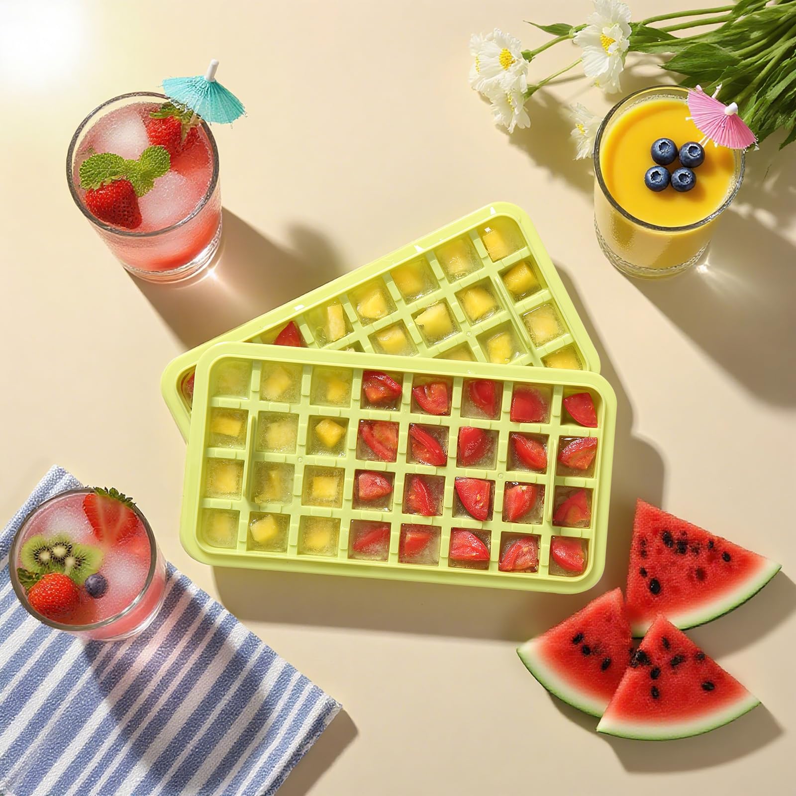 Elevated Ice Cube System with Storage & Scoop