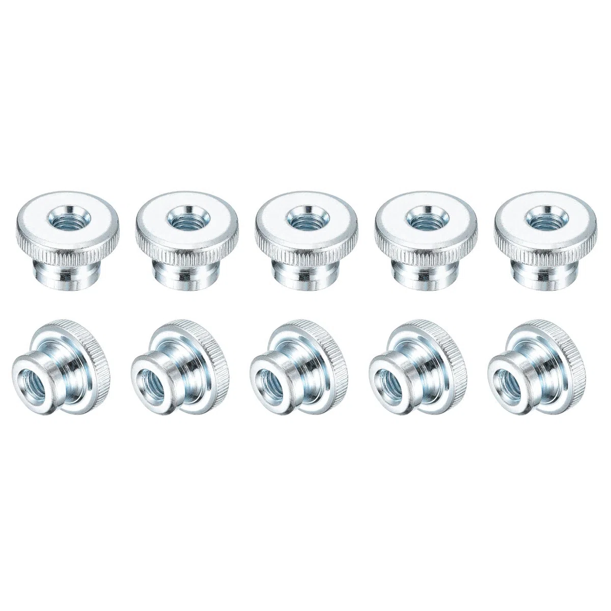 QUARKZMAN 10 Stück Rändelmuttern M8 x 24 x 16mm Kohlenstoffstahl Flügelmutter Verstellbare Runde Griffmuttern Befestigungsmuttern Passlochmutter Für 3D Drucker Teile Blau Weiß