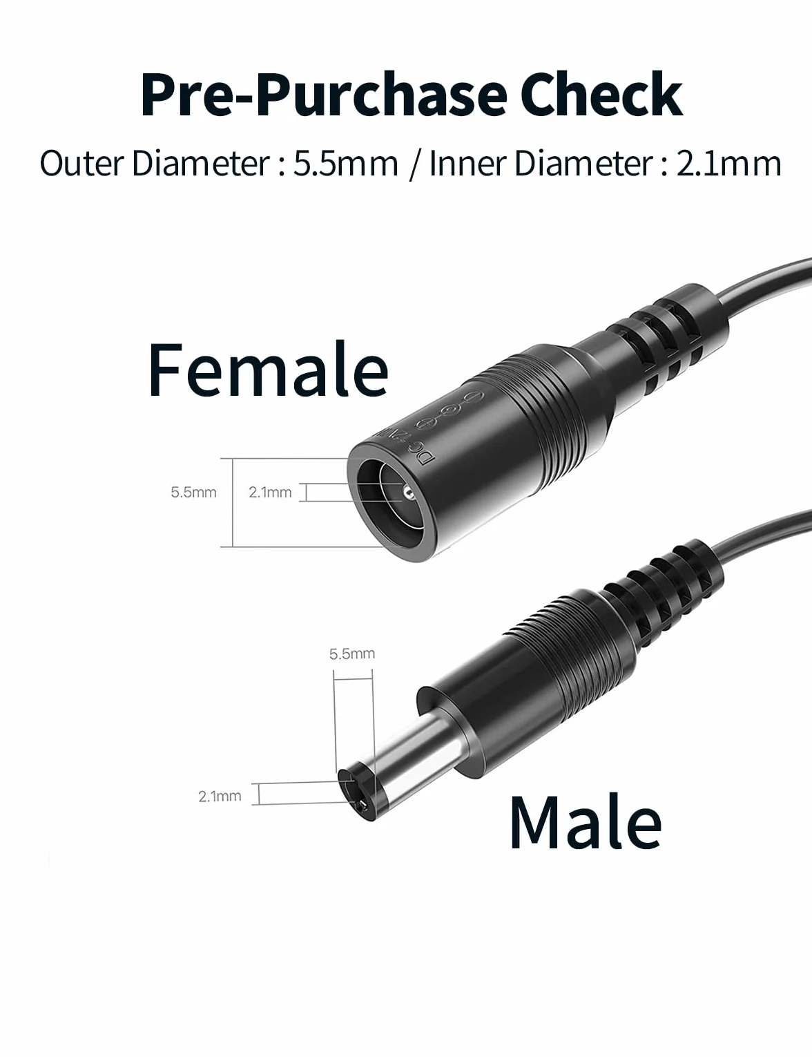 Tonton DC 12V Verlängerungskabel 10M 2PACK, DC 5,5mm x 2,1mm Netzteil Adapter DC Verlängerung Kabel, 5521 Strom Anschlusskabel für Überwachungskamera, IP-Netzwerkkamera, DVRs, LED Strip (2er Pack)