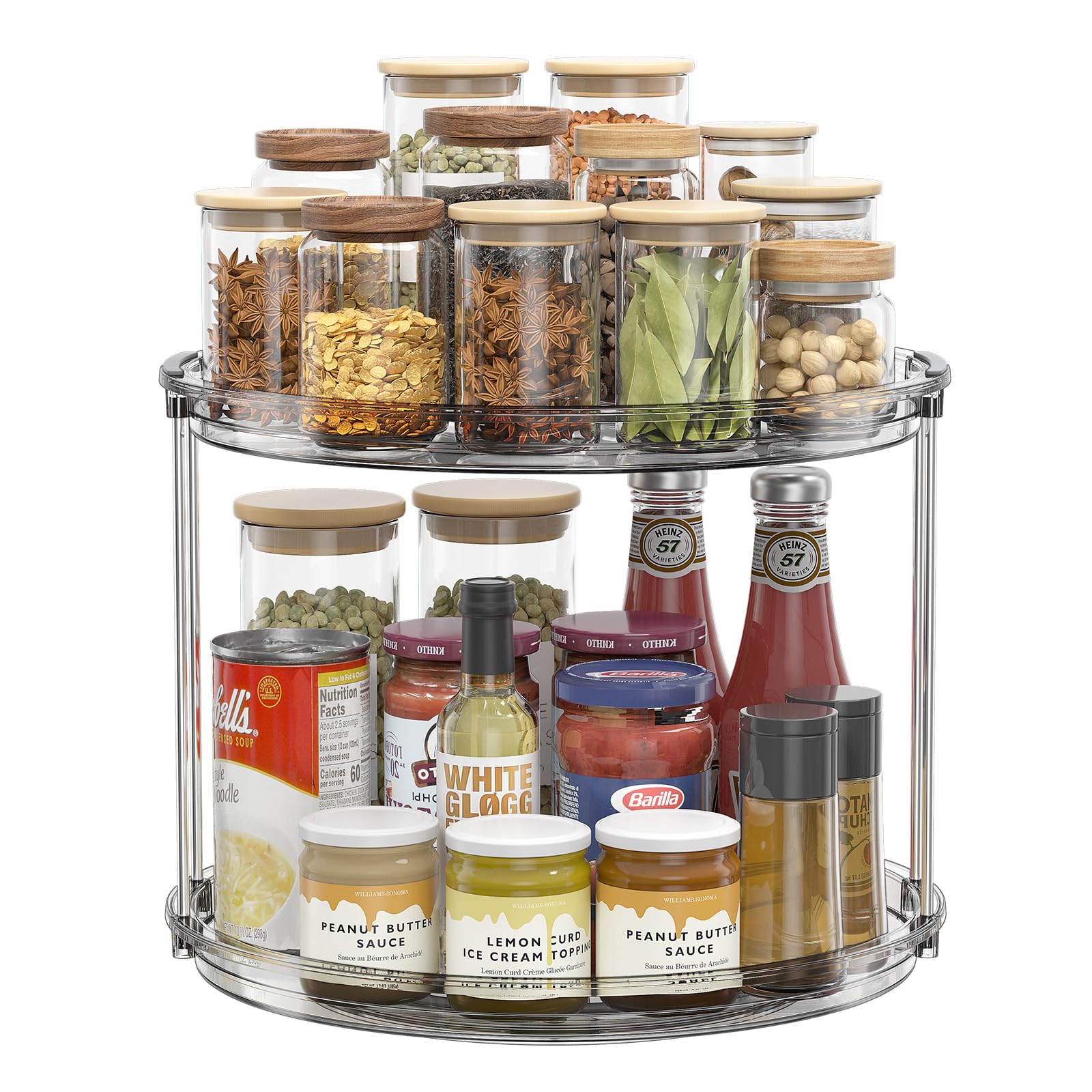 Elegant Two-Tier Rotating Organizer, Grey