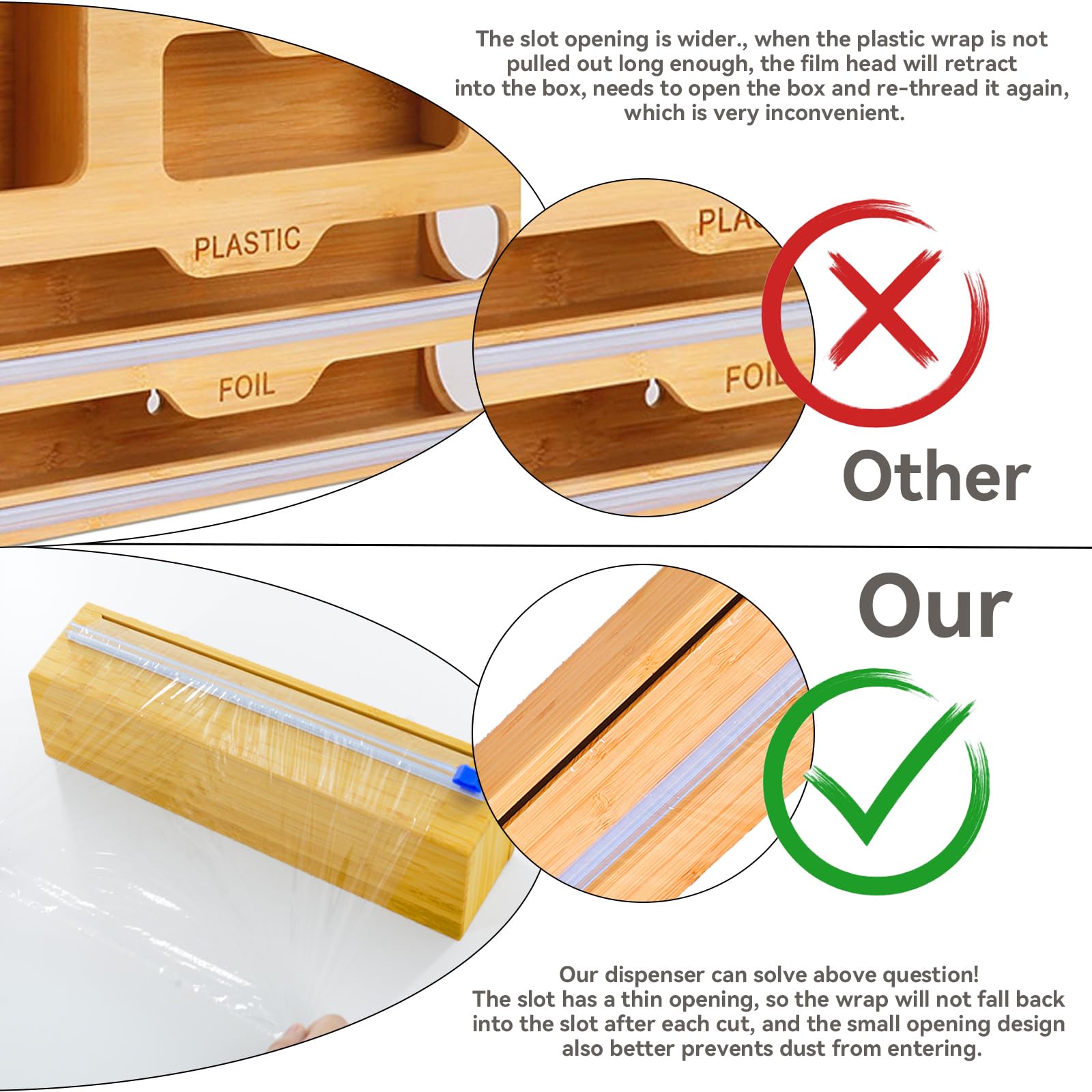 Bamboo Film & Foil Dispenser with Cutter