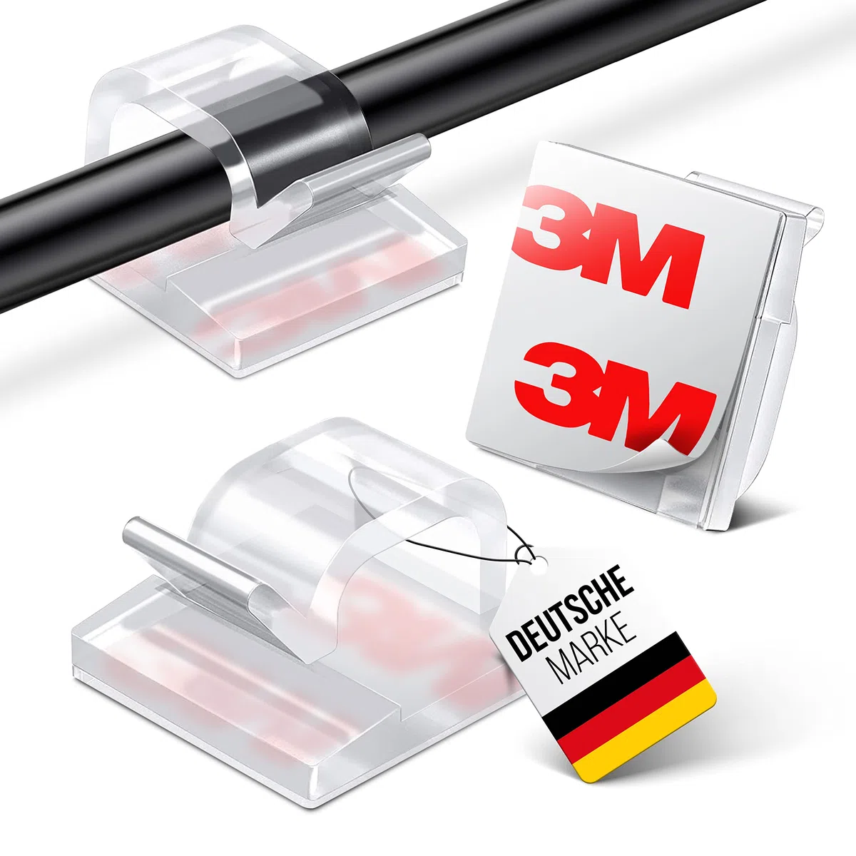MYMIND® Kabelhalter selbstklebend 50 Stück Indoor & Outdoor – Kabelclips für Kabelmanagement – Kabelklemmen & Kabelorganisator für Schreibtisch – Kabelbefestigung für Lichterkette