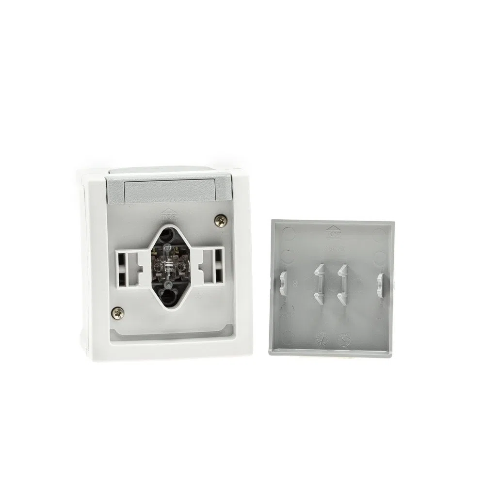 Aufputz Kreuzschalter Feuchtraum IP54, Modell Pacific, grau