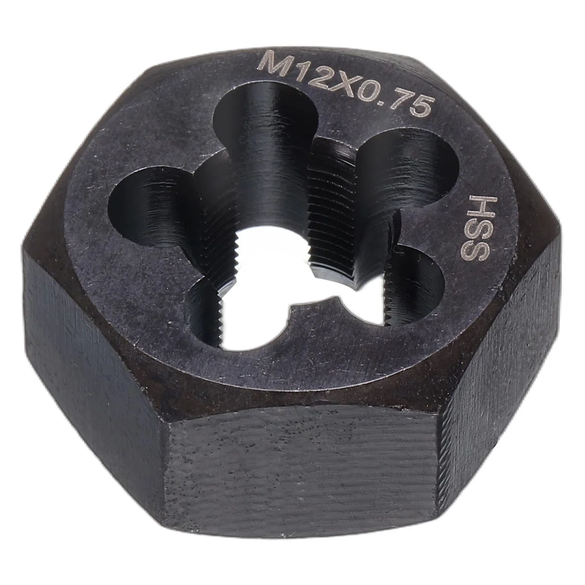 QUARKZMAN Sechskant-Schneideisen M12x0,75, Rechtshänder Gewindeschneideisen, Schwarz