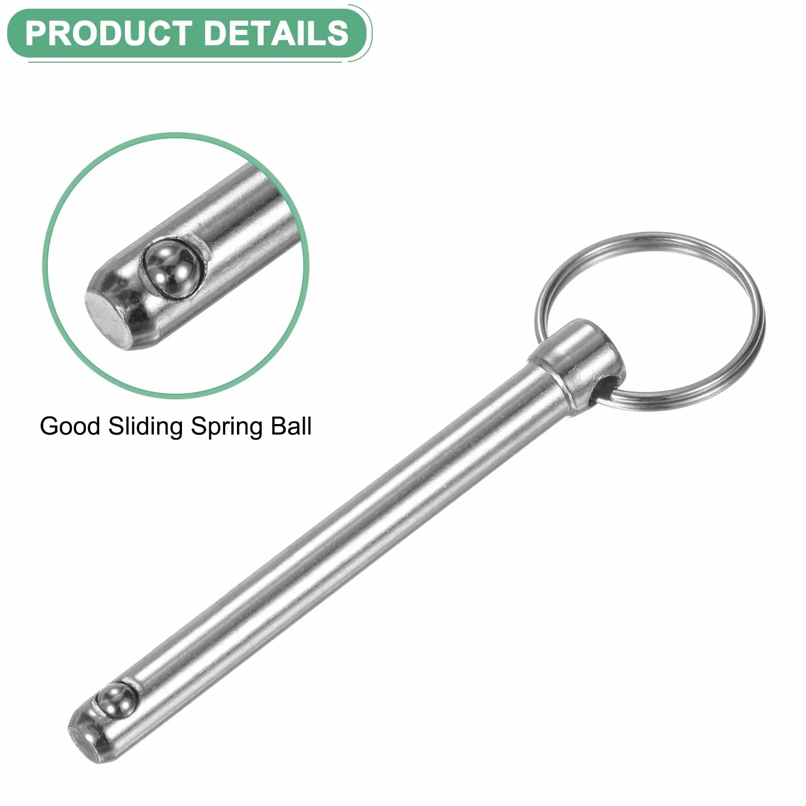 M METERXITY 6er-Pack Schnellspannstifte, 5/16" [8mm] Durchmesser, 2,56" [65mm] Verwendungslänge Bimini Top Stift für Schiffbau/Anhänger, 2,83" [72mm] Gesamtlänge Kohlenstoffstahl-Stifte