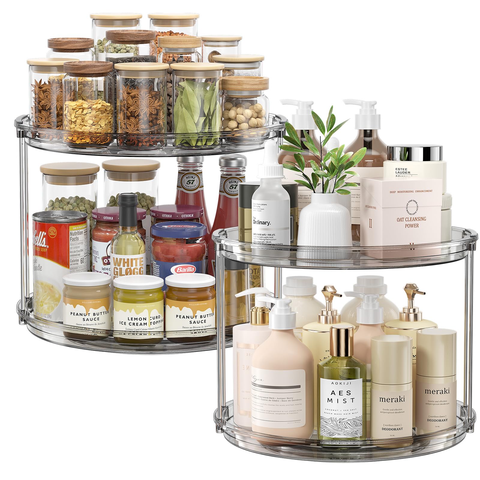 Elegant Two-Tier Rotating Organizer, Grey