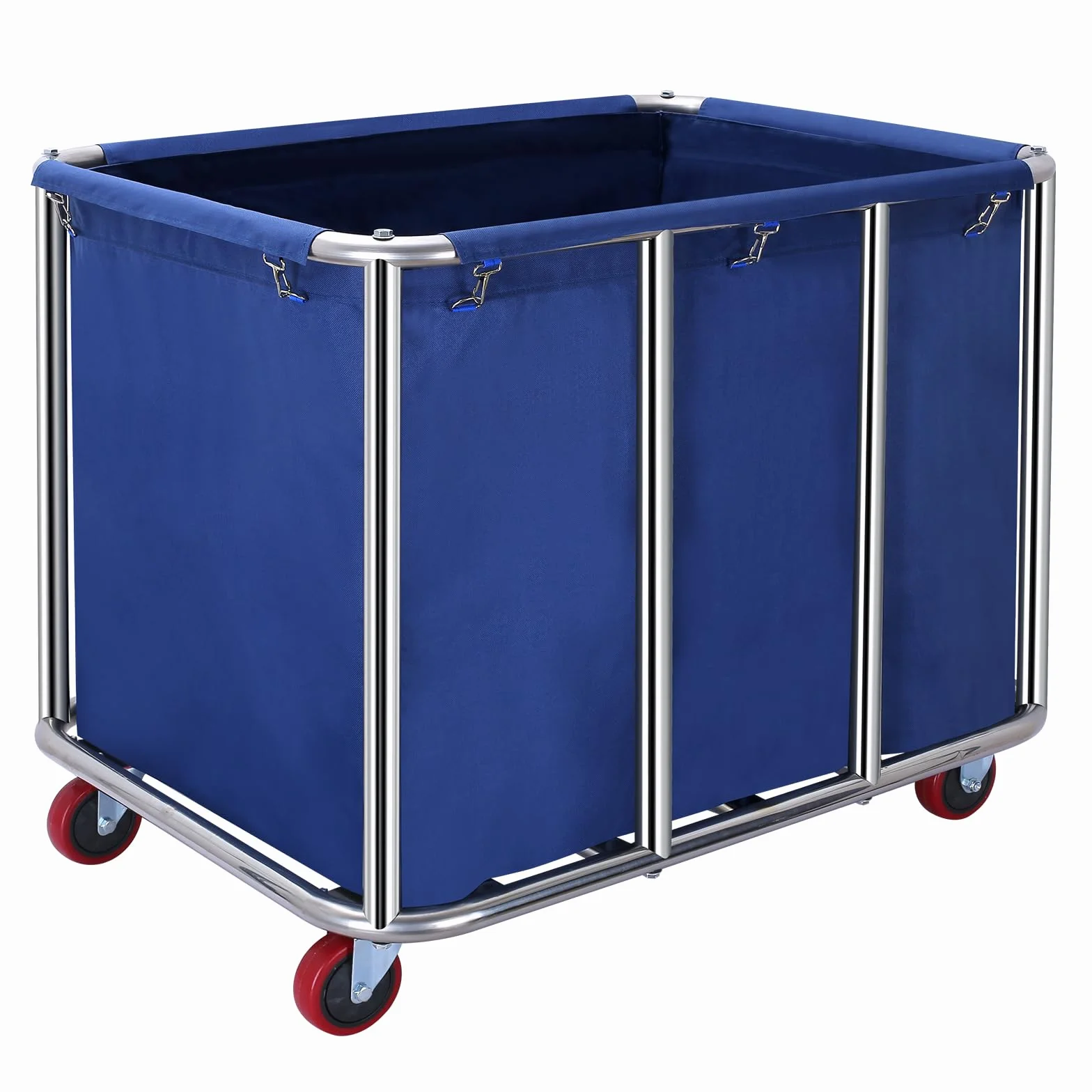 Commercial Laundry Cart with Wheels,400L Industrial Laundry Cart | Large Industrial Laundry Hamper,Stainless Steel Frame,Waterproof Oxford Cloth,Rolling Laundry Cart 11.35 Bushel,440Lbs