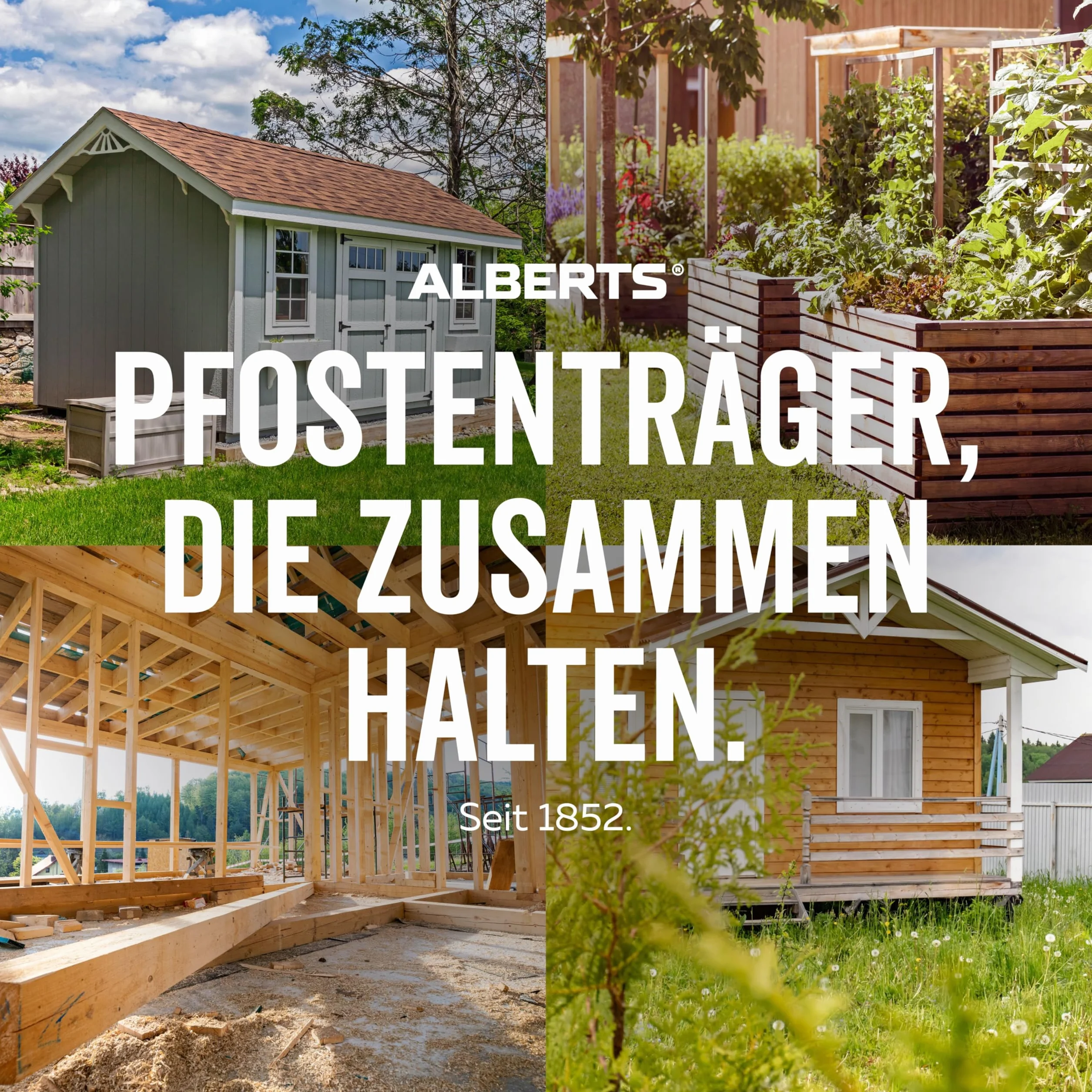 Alberts 208721 Pfostenträger für L- und U-Steine o. Mauern | zum Anschrauben | feuerverzinkt | 71 x 71 mm