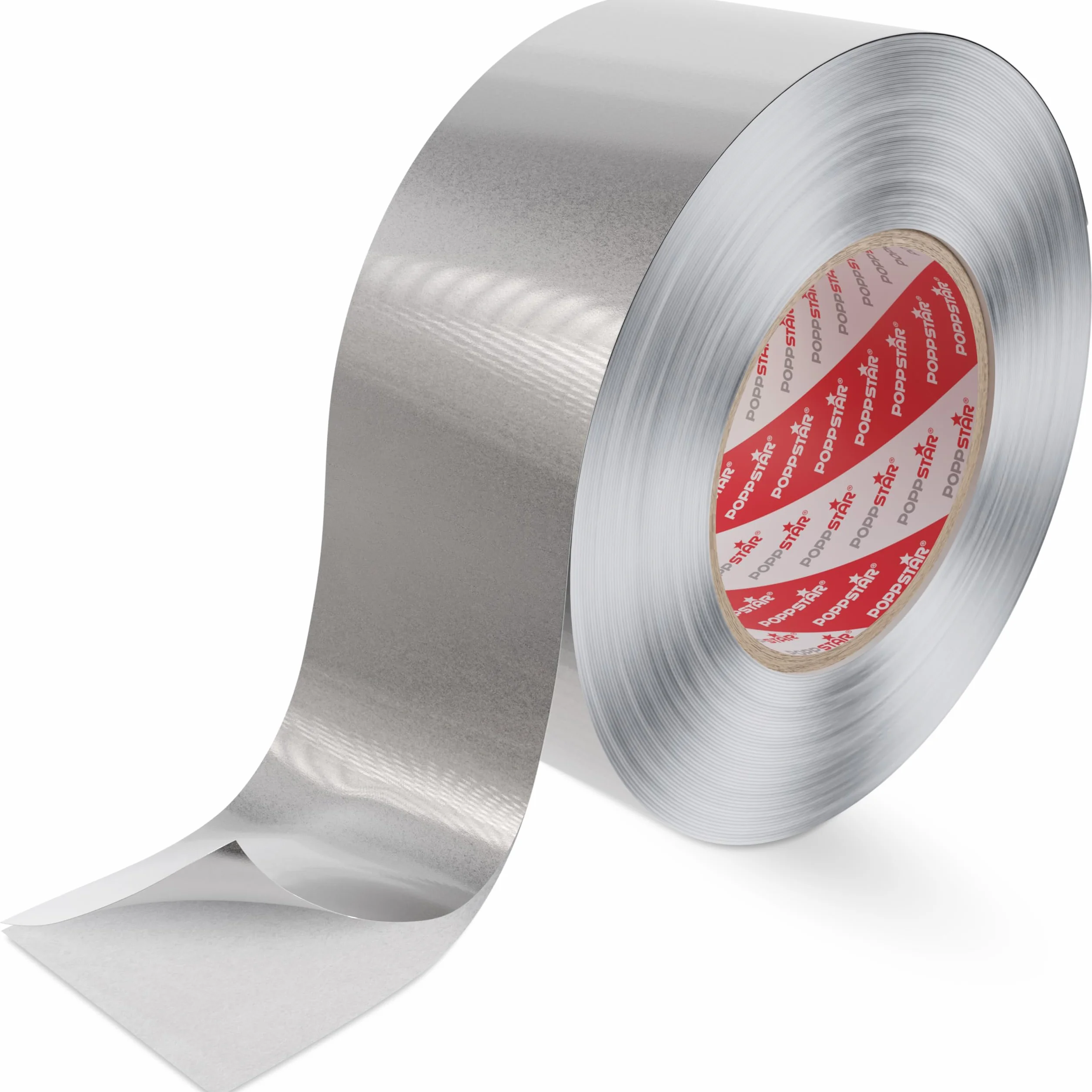 POPPSTAR Aluminium-Klebeband hitzebeständig (50m x 48mm) Aluklebeband für Dämmung & als Dampfsperre für Spülmaschine, Arbeitsplatte, Dachrinne