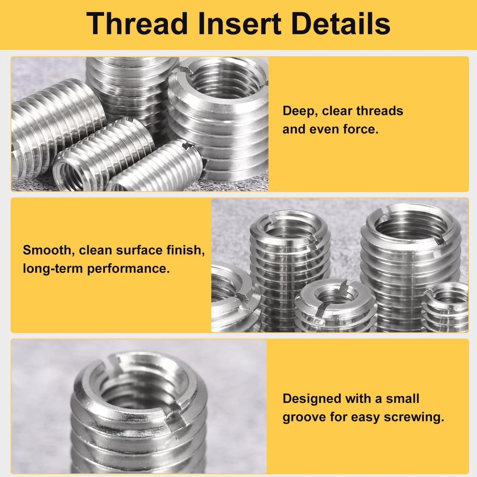QUARKZMAN 6 Stk Gewindeeinsatz M16 auf M10 x 20mm Edelstahl Einschraubmutter Reduziergewinde Metrische Selbstschneidende Gewindehülse Gewindeadapter für Möbel Reparatur DIY Mechanikbauteile