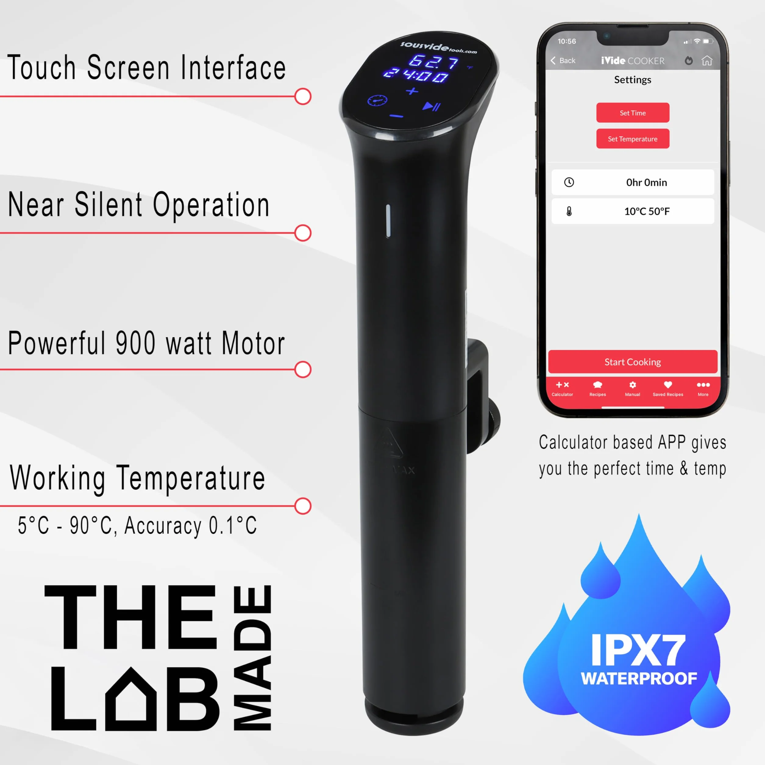 2.0 WiFi Sous Vide Immersion Circulator 1200W | Sous Vide Machine with ±0.1°C Precision Temperature Control – 600+ Guided Recipes – 42dB Quiet Operation – 30L Capacity
