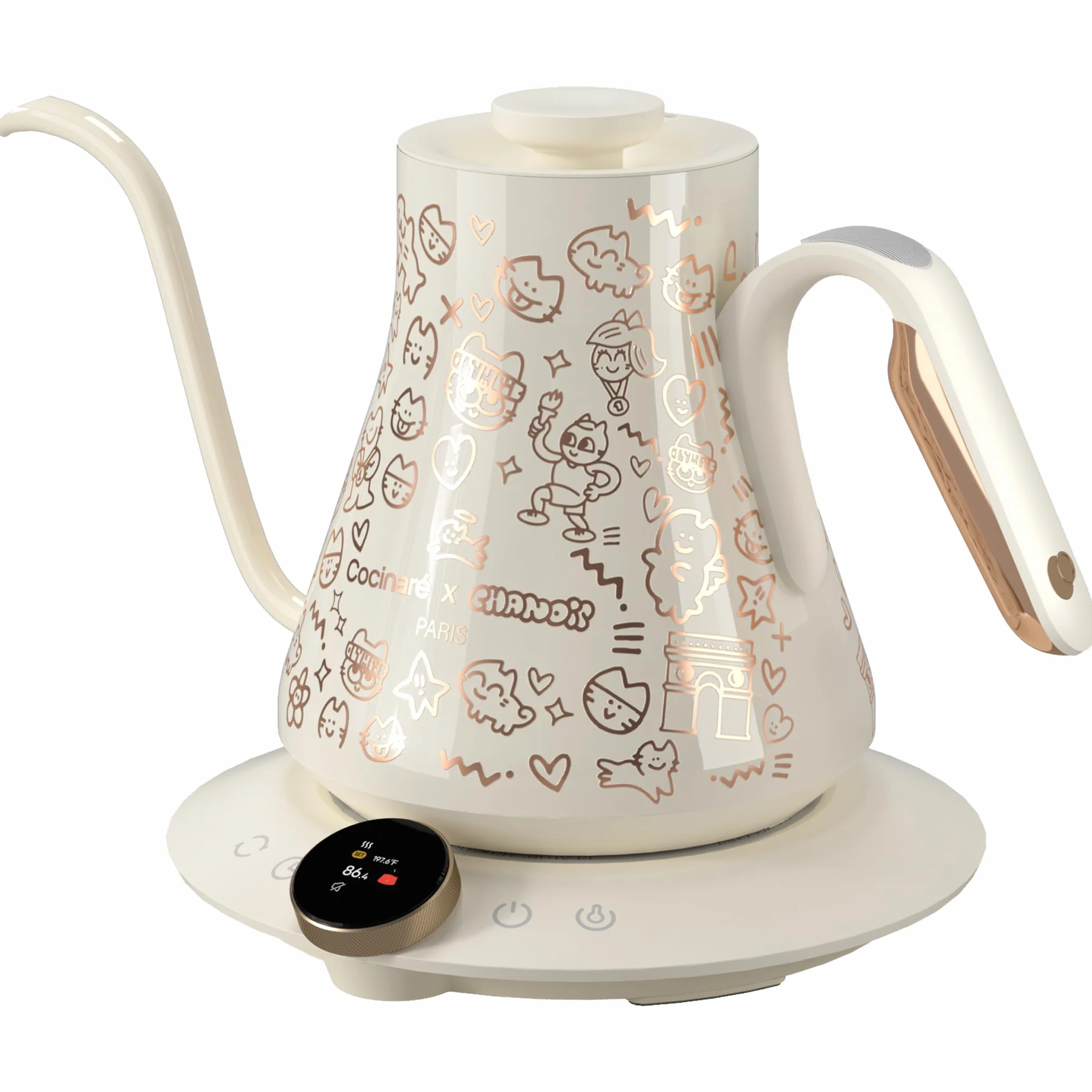 Gooseneck Electric Kettle, ±0.5°F Precision Temperature Control for Pour-over Coffee & Tea, 0.9L, Limited Artist Collaboration