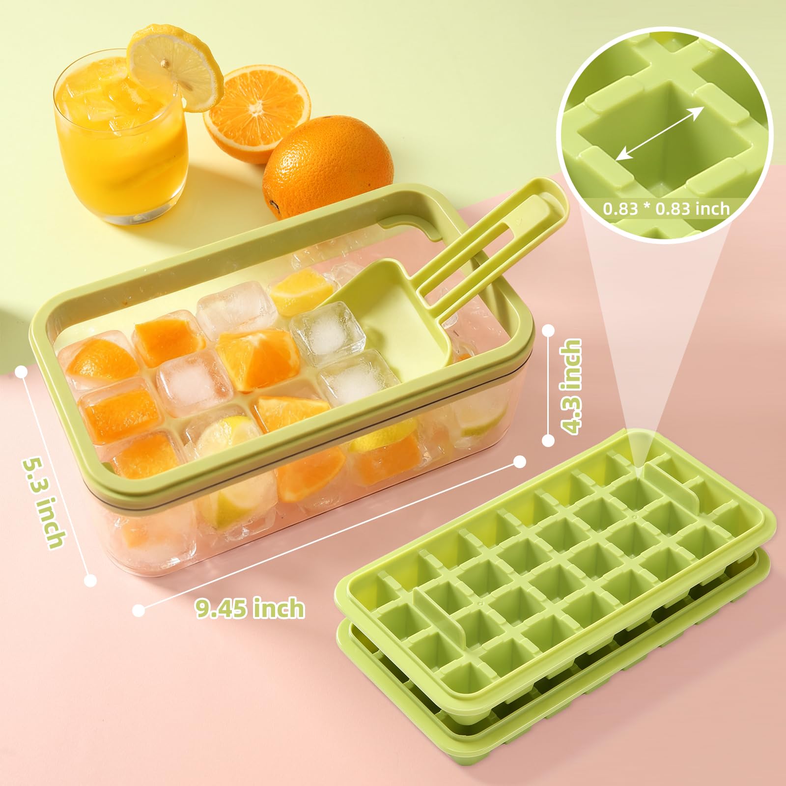 Elevated Ice Cube System with Storage & Scoop