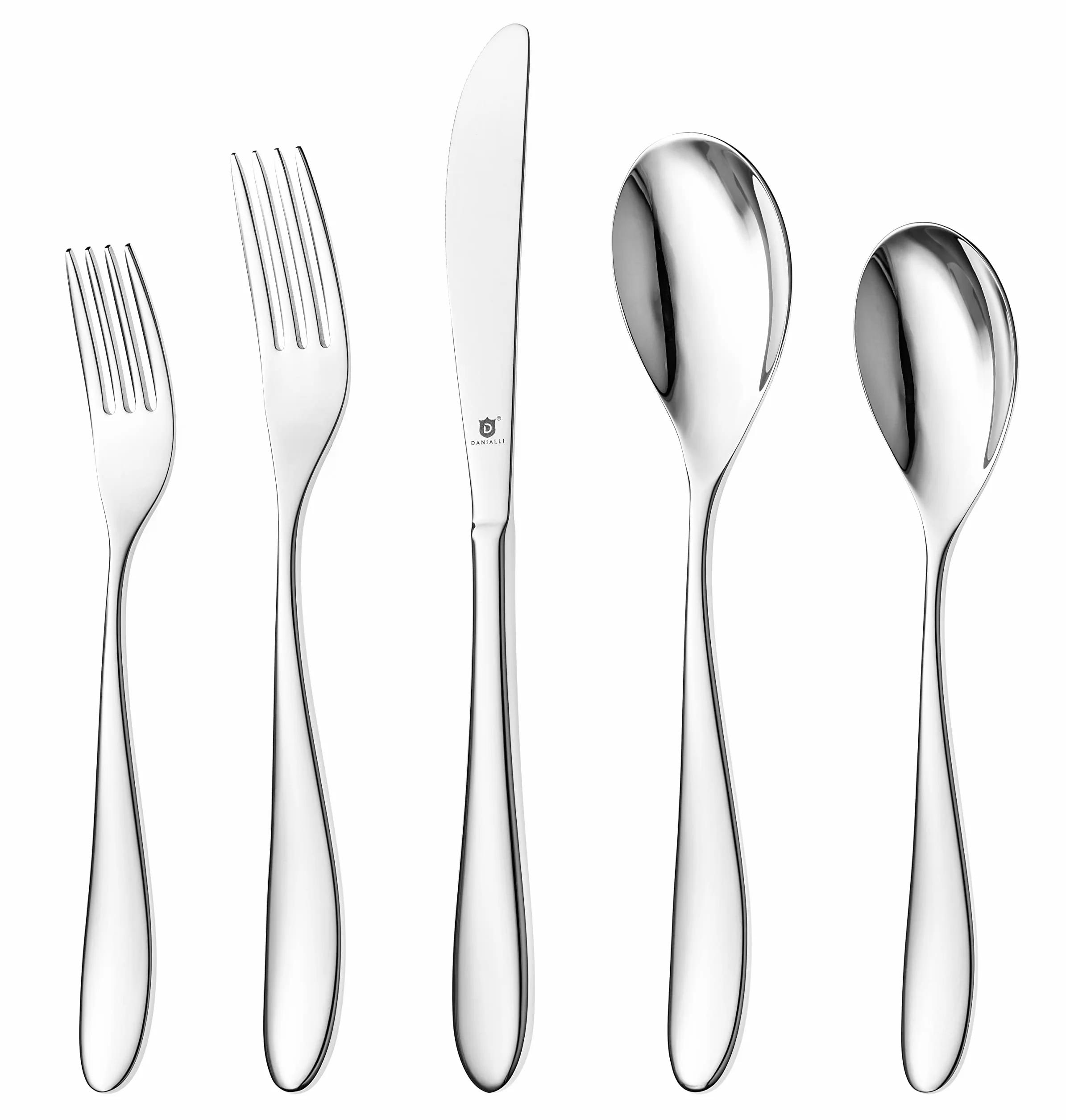 Silverware Set for 12 | 18/10 Stainless Steel Flatware Set | Mirror Finish, Heavy-Duty, Dishwasher Safe, Elegant & Durable, Built to Last (60-Piece, Marettimo)