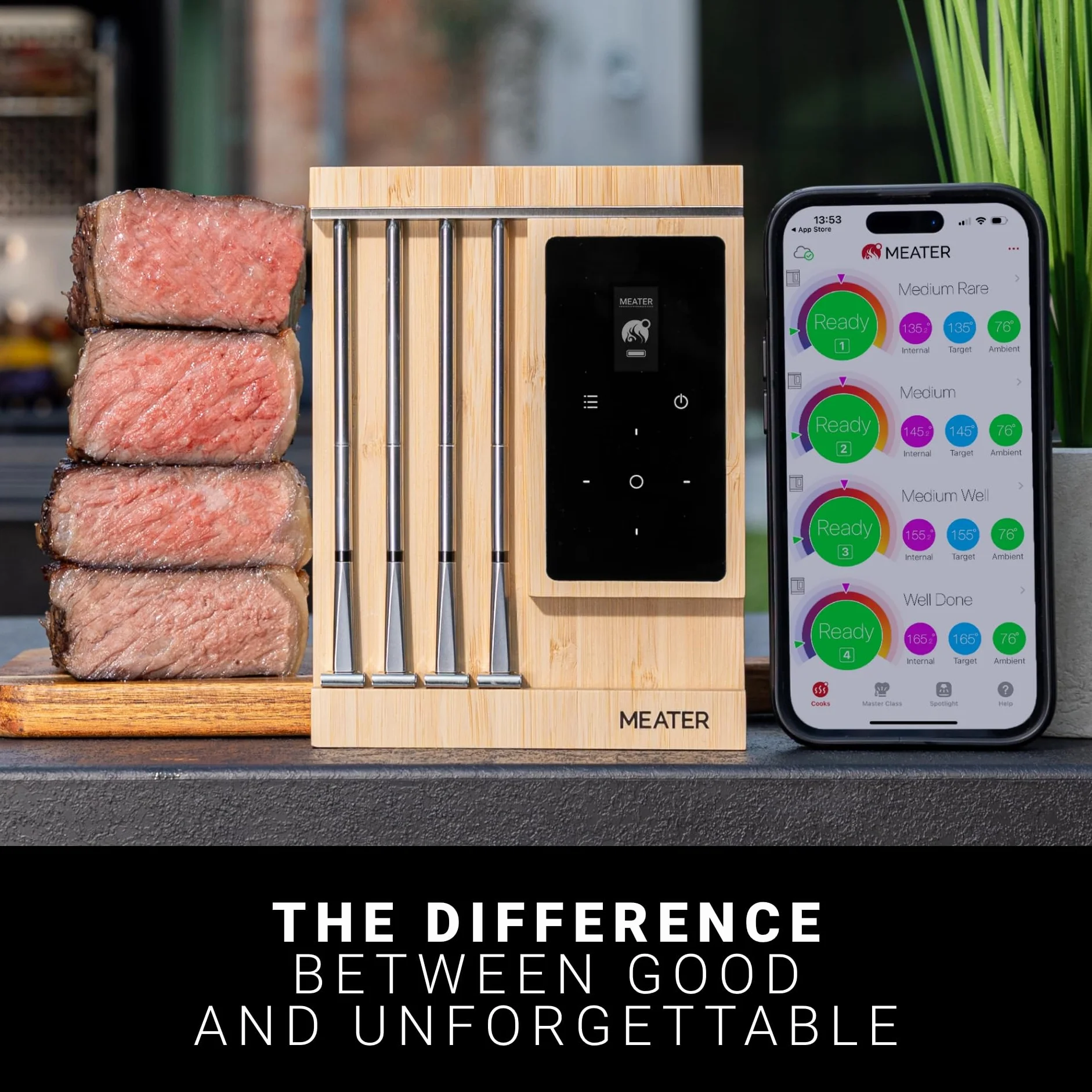 Pro XL WiFi & Bluetooth Meat Thermometer, 4-Probe, 1000°F, Accurate | Bluetooth & WiFi, 1000°F heat resistance, certified accuracy. For BBQ, oven, grill, smoker, air fryer, sous vide, deep fryer.